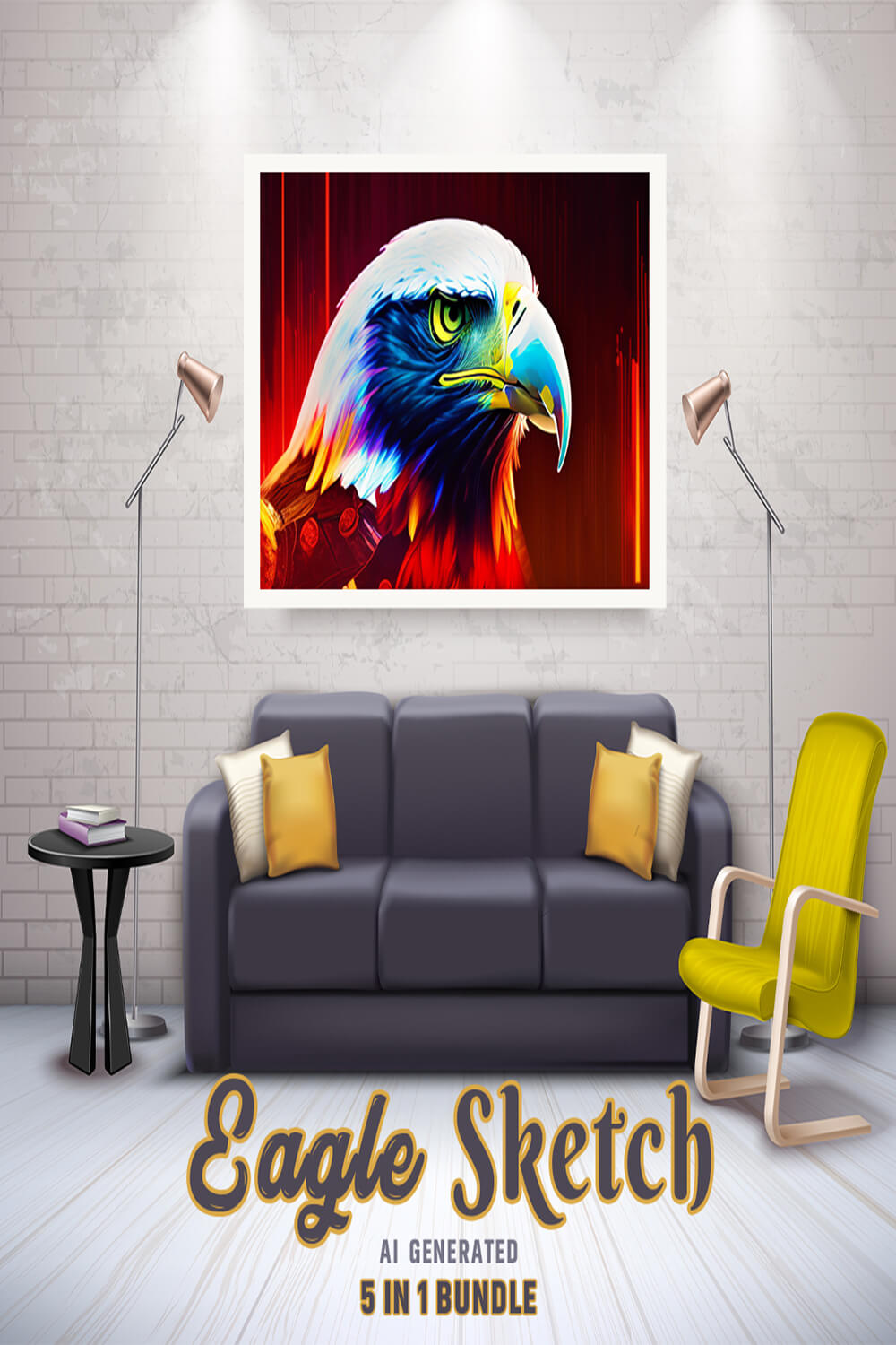 Free Creative & Cute Eagle Watercolor Painting Art Vol 18 pinterest preview image.