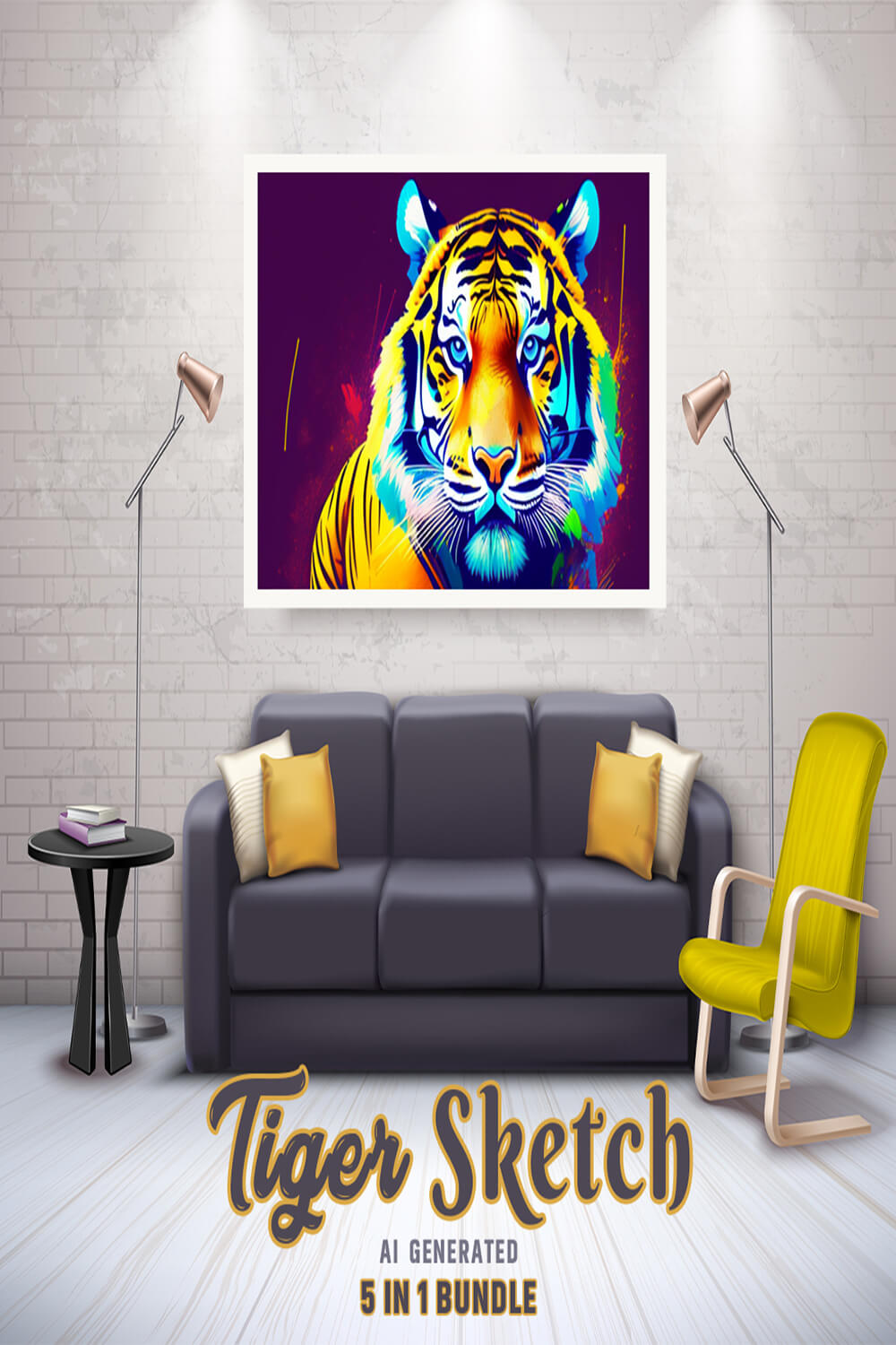 Free Creative & Cute Tiger Watercolor Painting Art Vol 06 pinterest preview image.