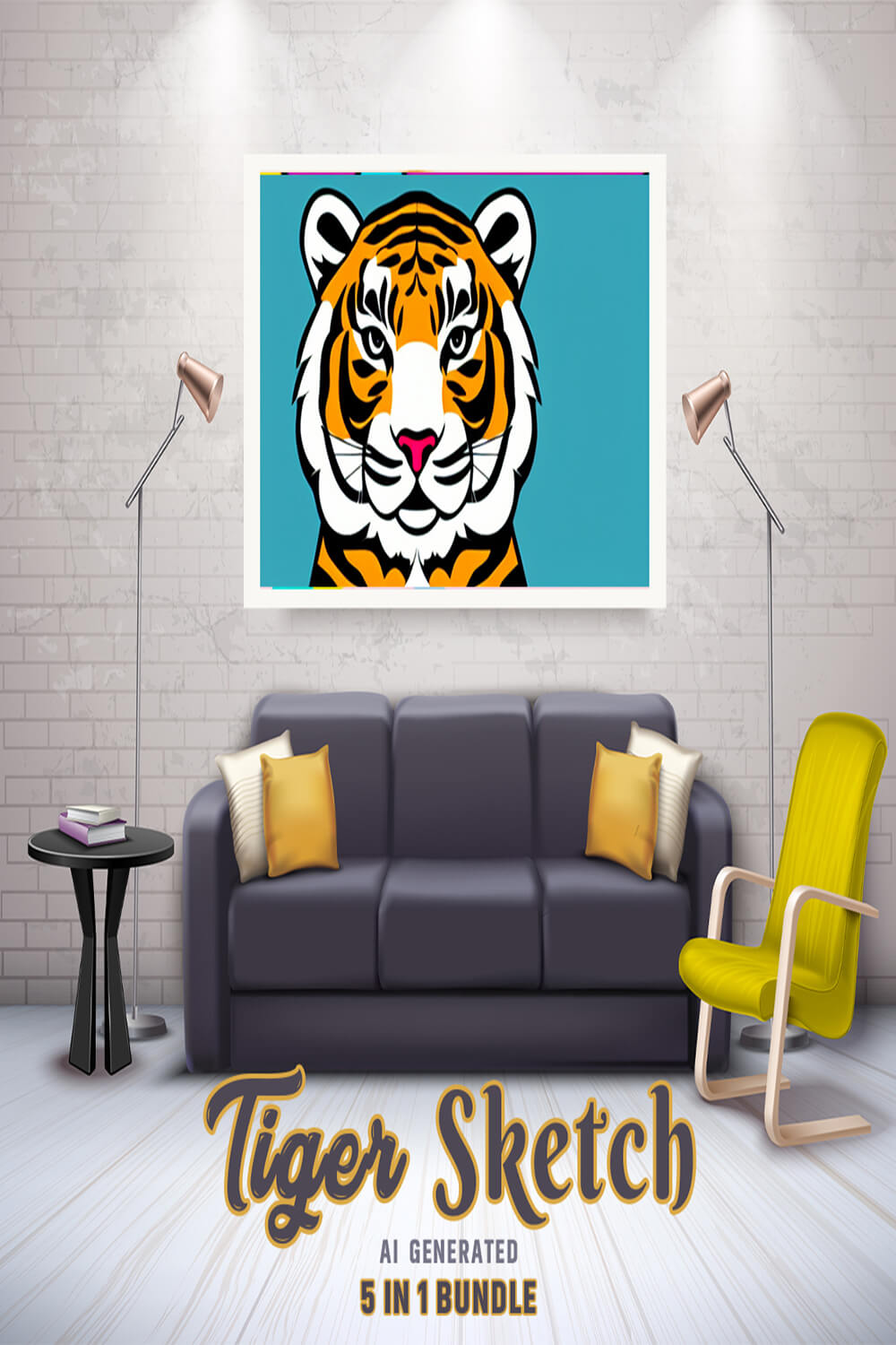 Free Creative & Cute Tiger Watercolor Painting Art Vol 16 pinterest preview image.