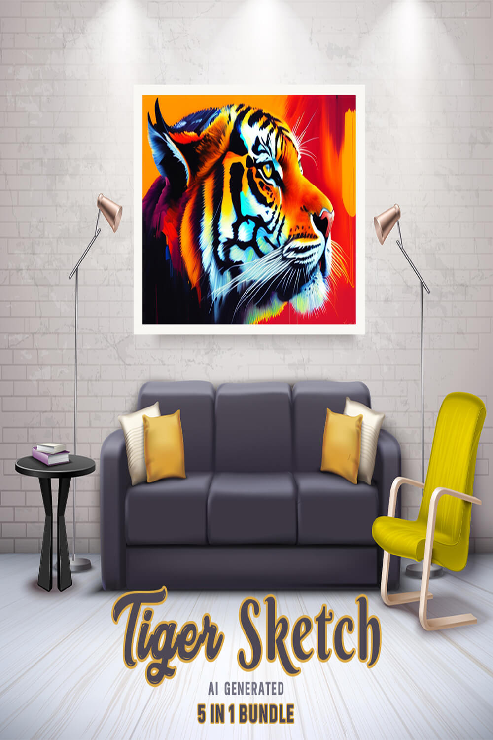 Free Creative & Cute Tiger Watercolor Painting Art Vol 08 pinterest preview image.