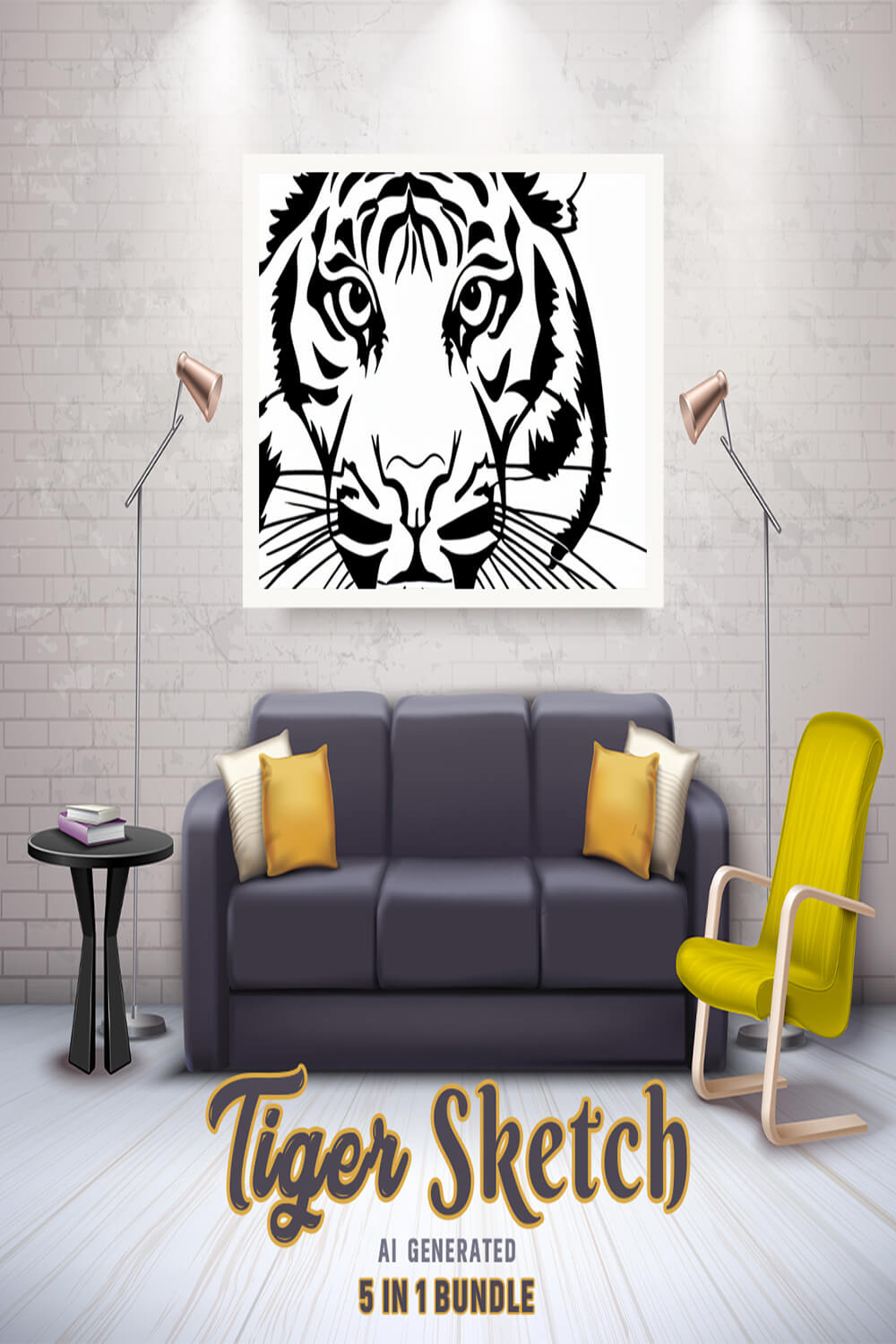 Free Creative & Cute Tiger Watercolor Painting Art Vol 02 pinterest preview image.