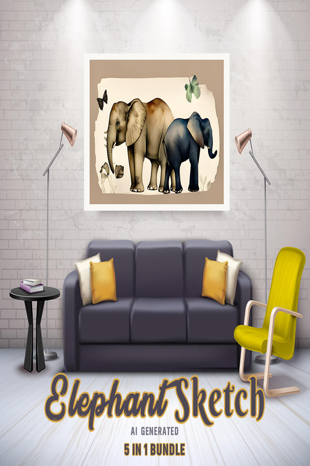 Free Creative & Cute Elephant Watercolor Painting Art Vol 16 pinterest preview image.