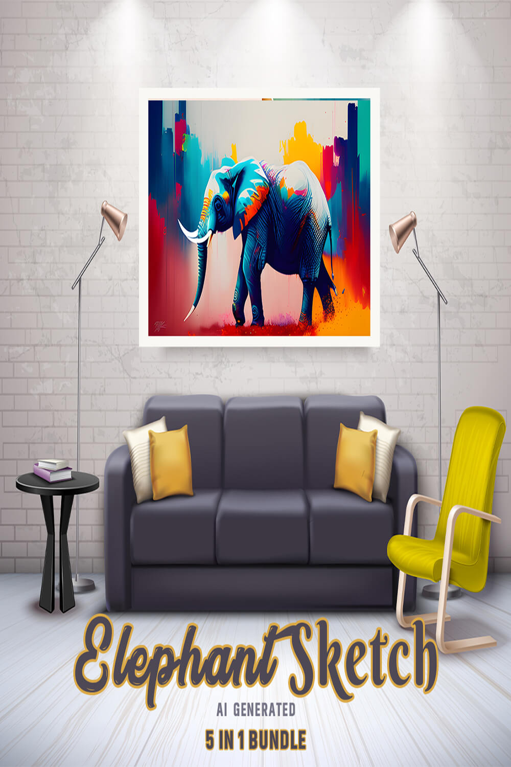 Free Creative & Cute Elephant Watercolor Painting Art Vol 8 pinterest preview image.