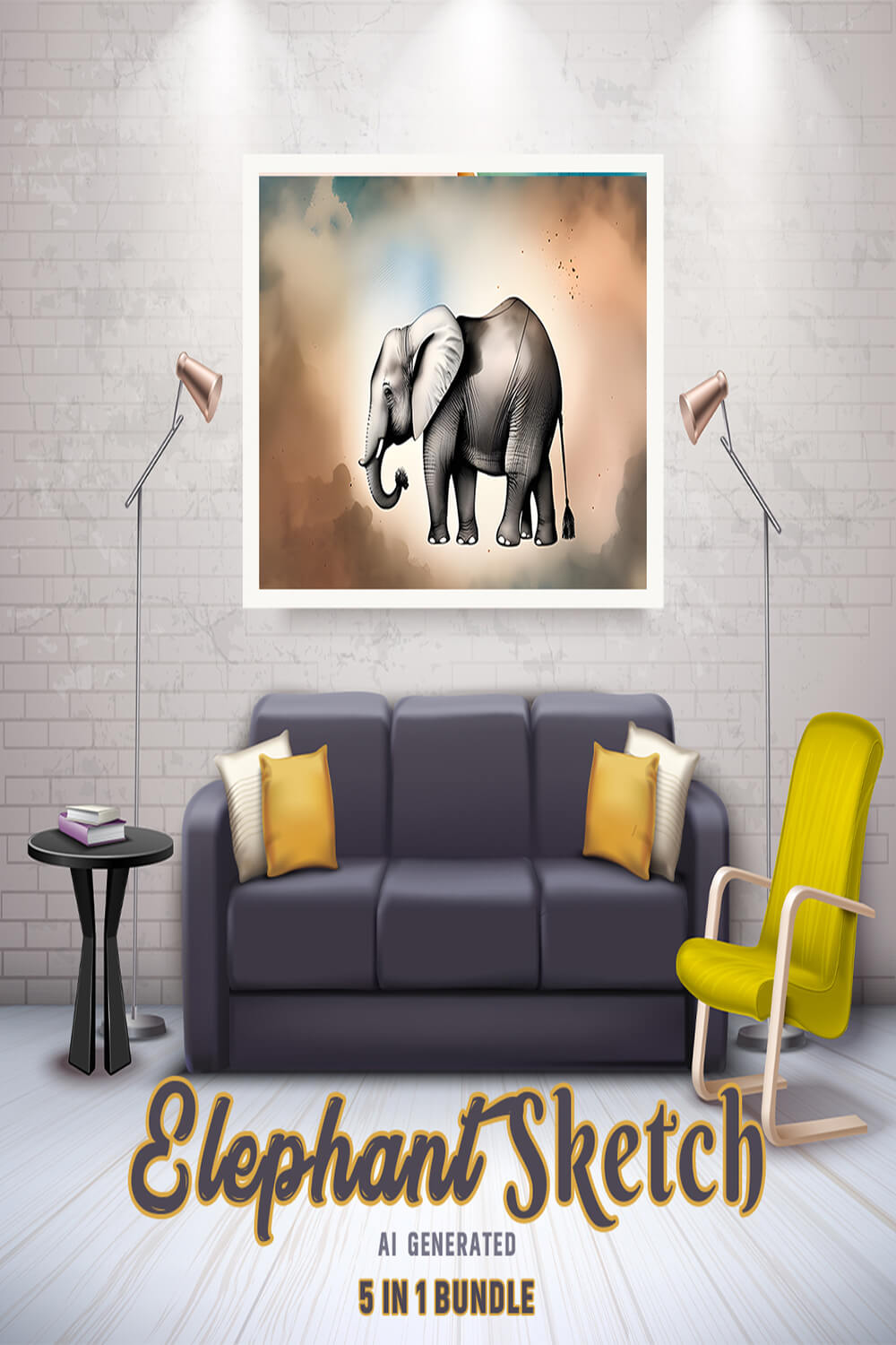 Free Creative & Cute Elephant Watercolor Painting Art Vol 7 pinterest preview image.