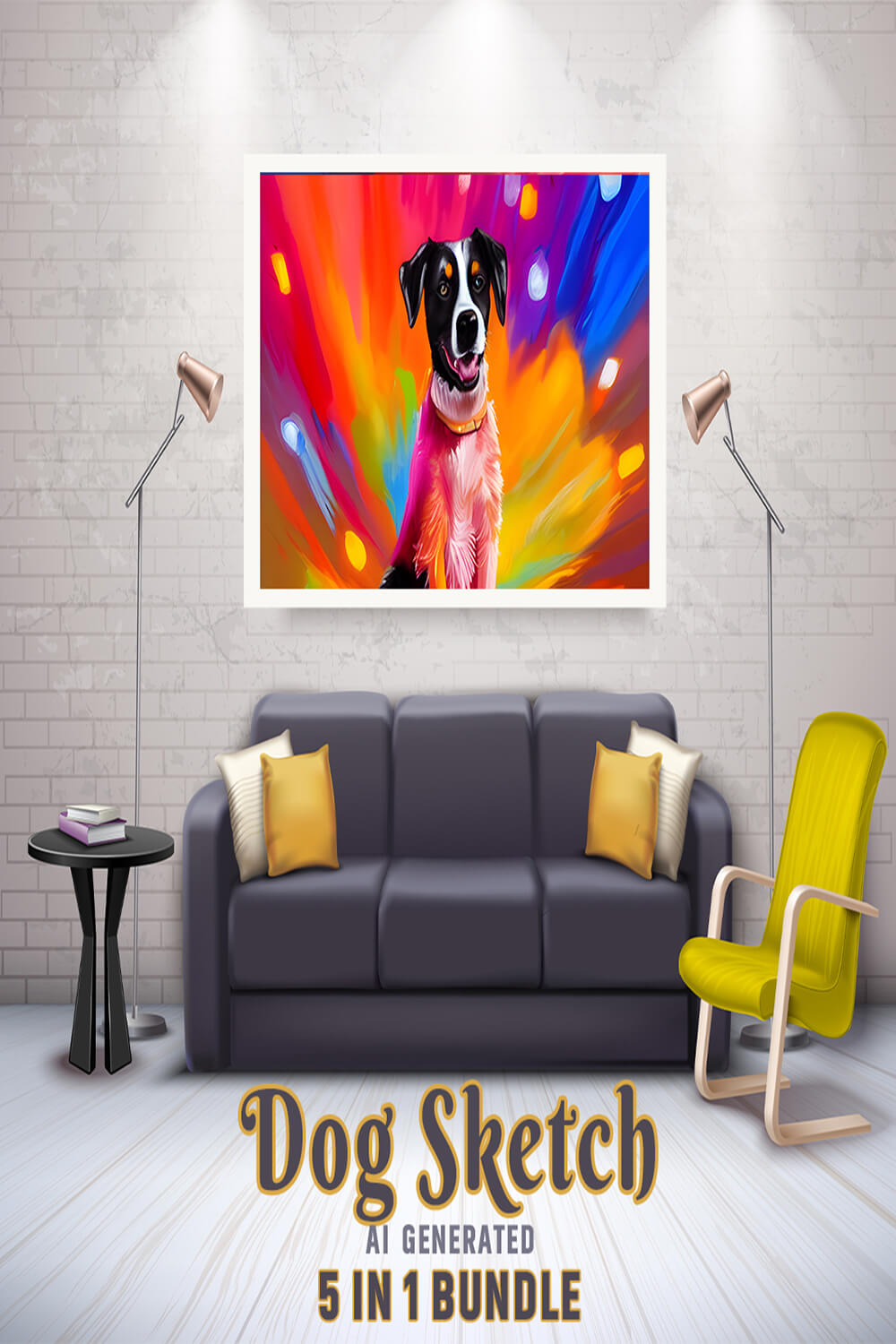 Free Creative & Cute Dog Watercolor Painting Art Vol 20 pinterest preview image.