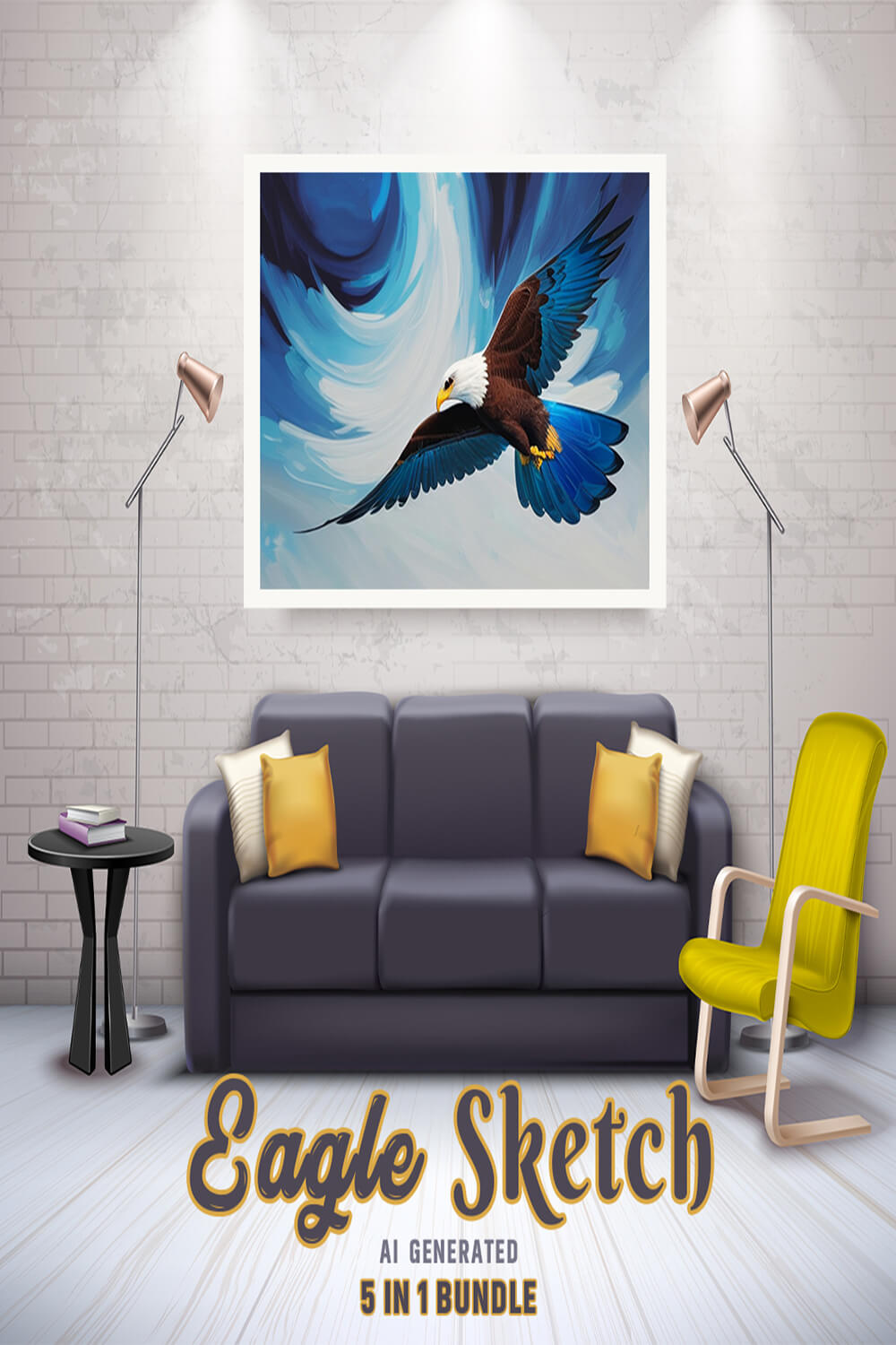 Free Creative & Cute Eagle Watercolor Painting Art Vol 03 pinterest preview image.