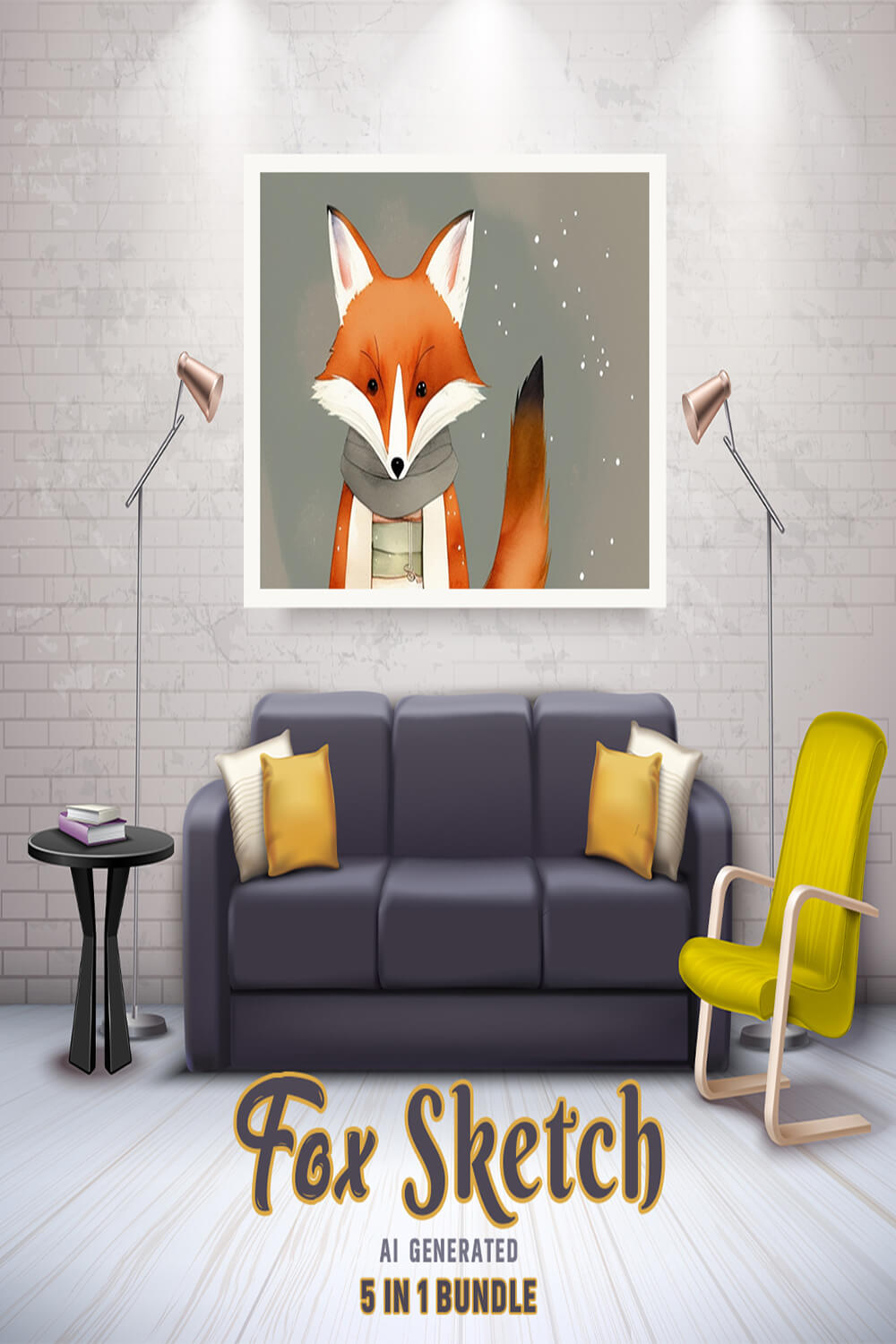 Free Creative & Cute Fox Watercolor Painting Art Vol 5 pinterest preview image.