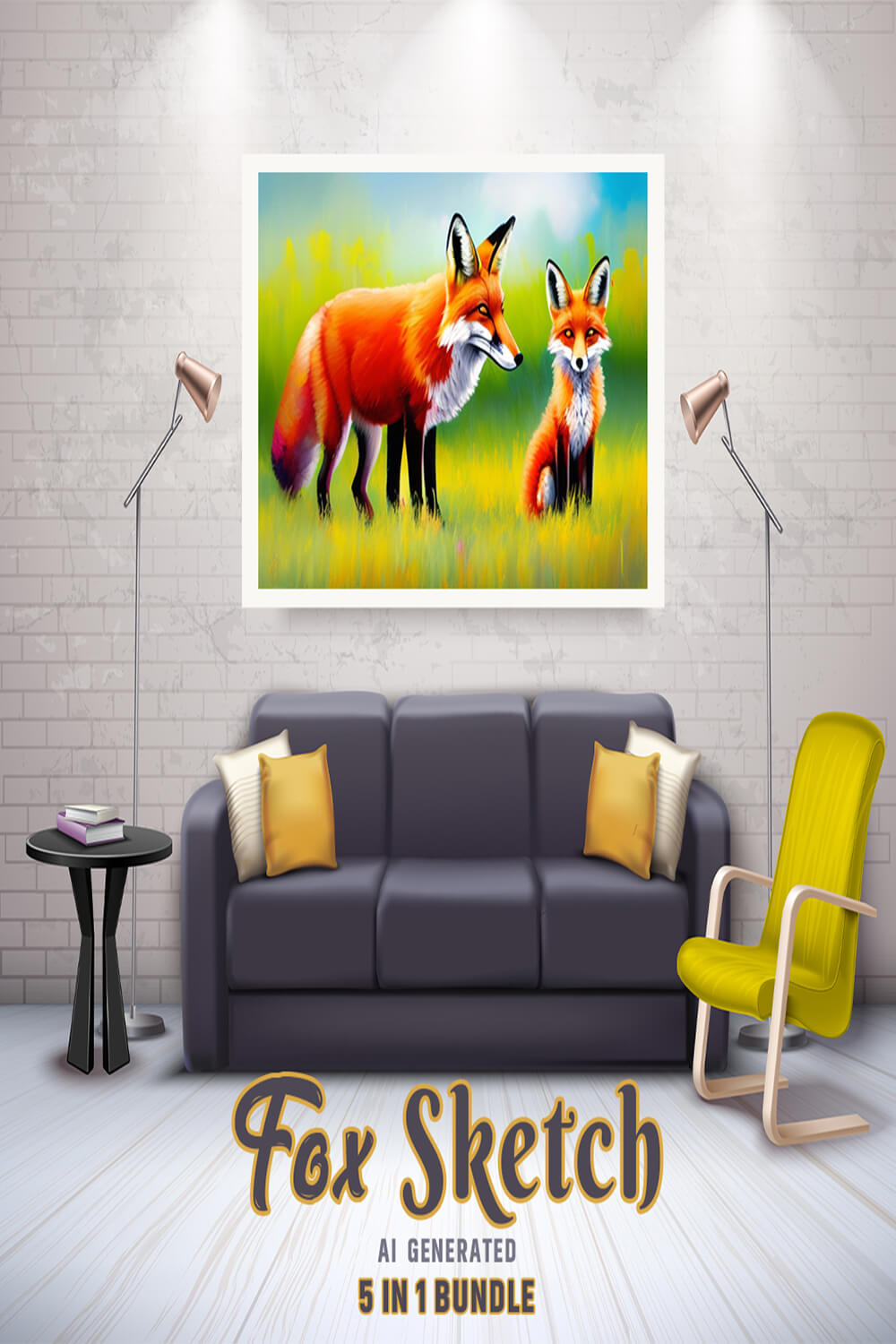 Free Creative & Cute Fox Watercolor Painting Art Vol 11 pinterest preview image.