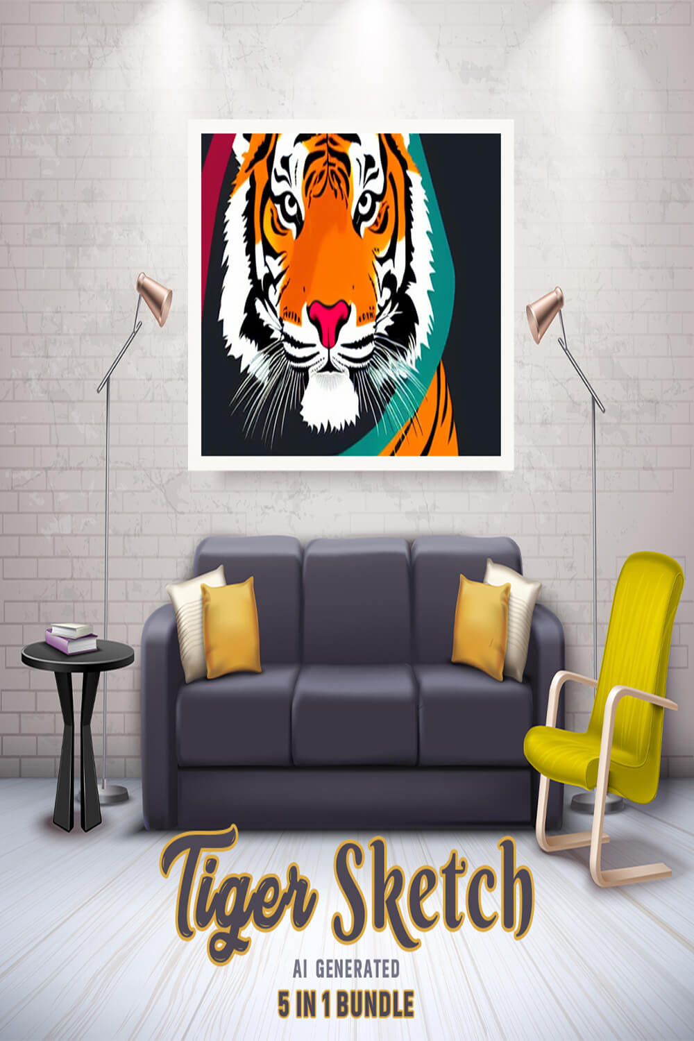 Free Creative & Cute Tiger Watercolor Painting Art Vol 01 pinterest preview image.