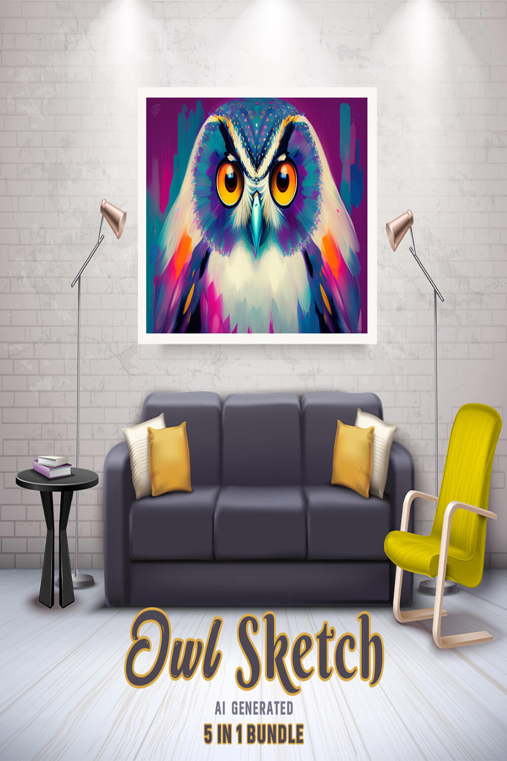 Free Creative & Cute Owl Watercolor Painting Art Vol 09 pinterest preview image.