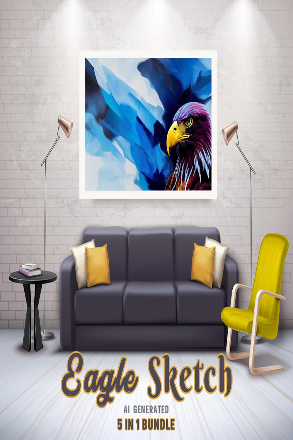 Free Creative & Cute Eagle Watercolor Painting Art Vol 02 pinterest preview image.