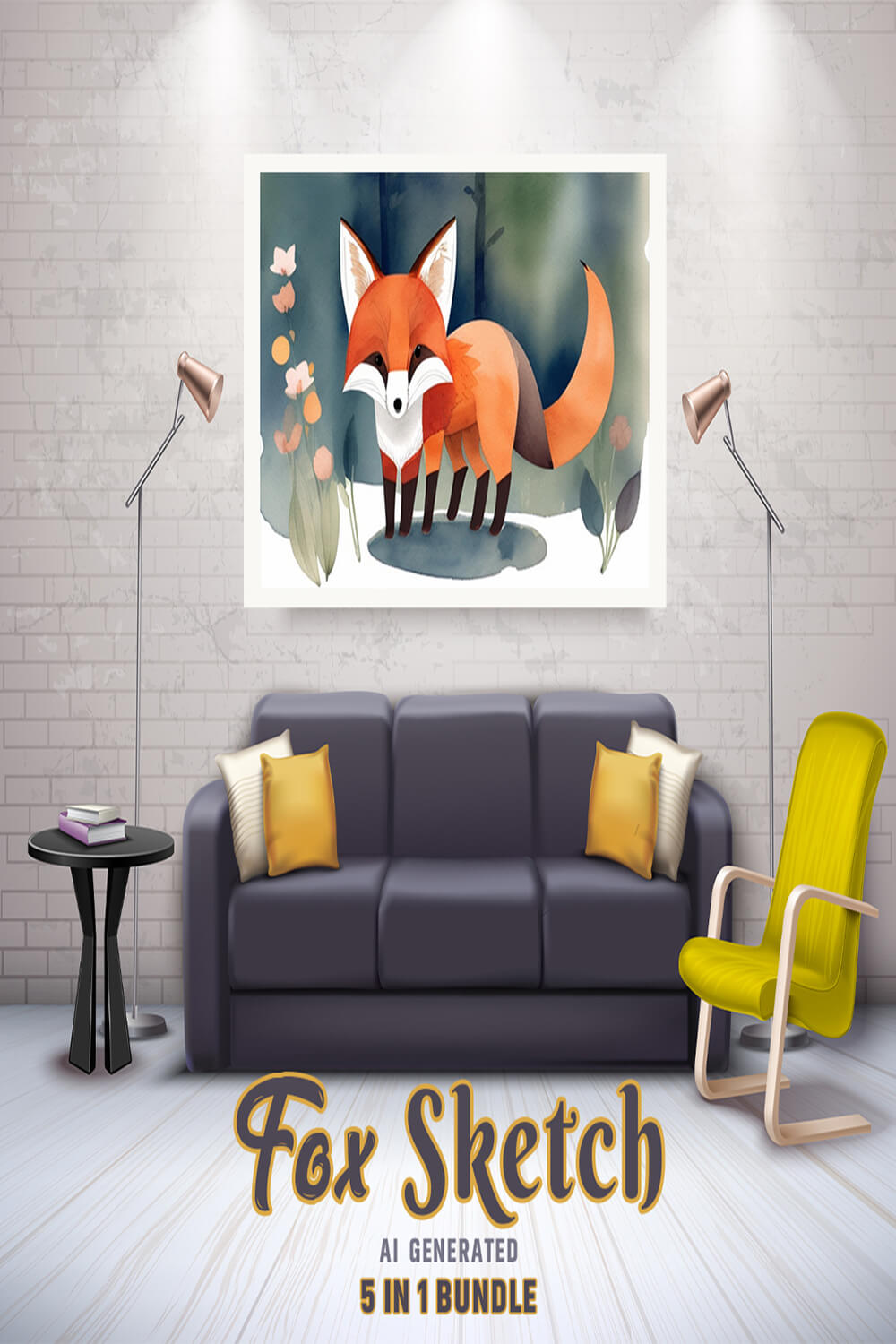 Free Creative & Cute Fox Watercolor Painting Art Vol 3 pinterest preview image.