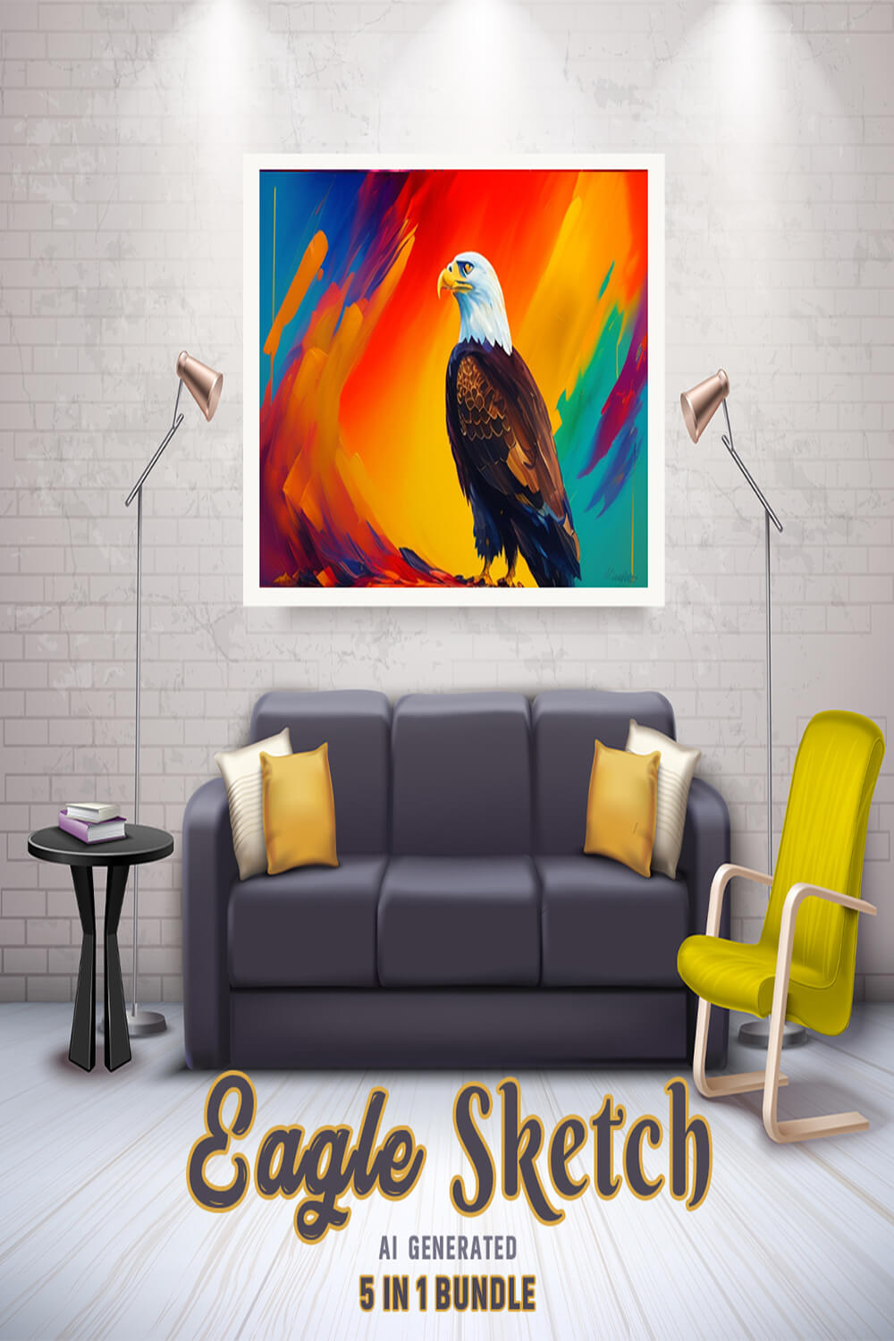 Free Creative & Cute Eagle Watercolor Painting Art Vol 10 pinterest preview image.