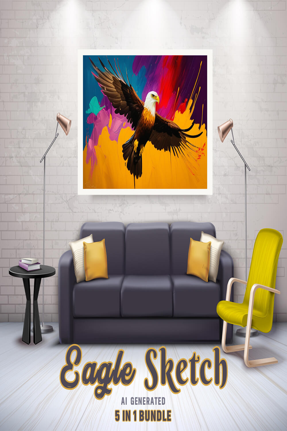 Free Creative & Cute Eagle Watercolor Painting Art Vol 21 pinterest preview image.