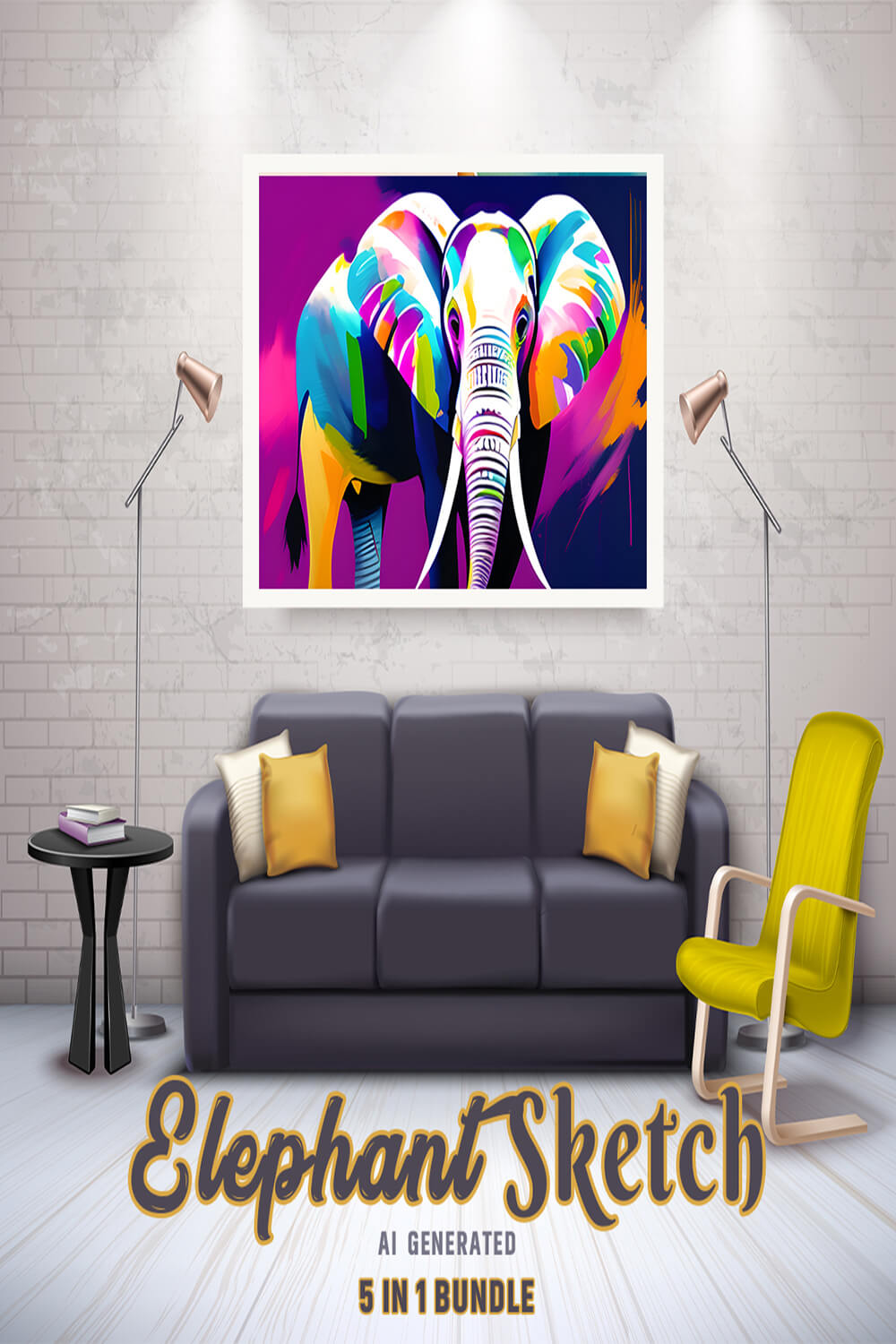 Free Creative & Cute Elephant Watercolor Painting Art Vol 09 pinterest preview image.