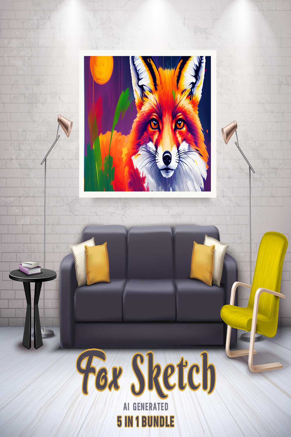 Free Creative & Cute Fox Watercolor Painting Art Vol 22 pinterest preview image.