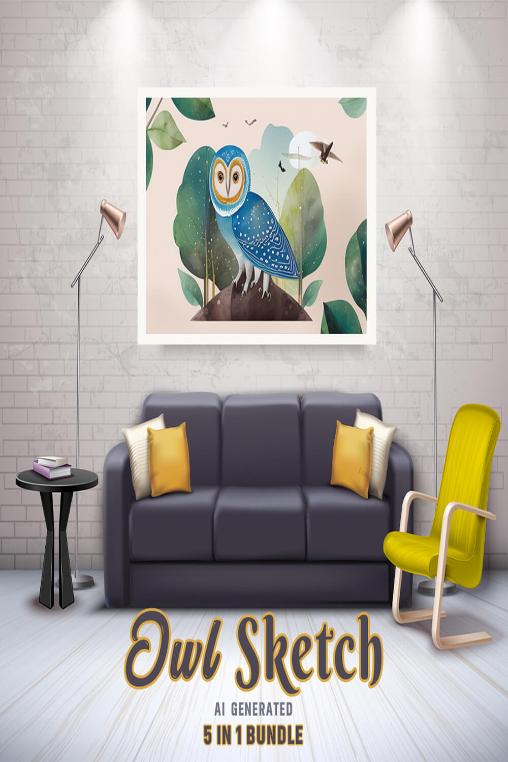 Free Creative & Cute Owl Watercolor Painting Art Vol 14 pinterest preview image.