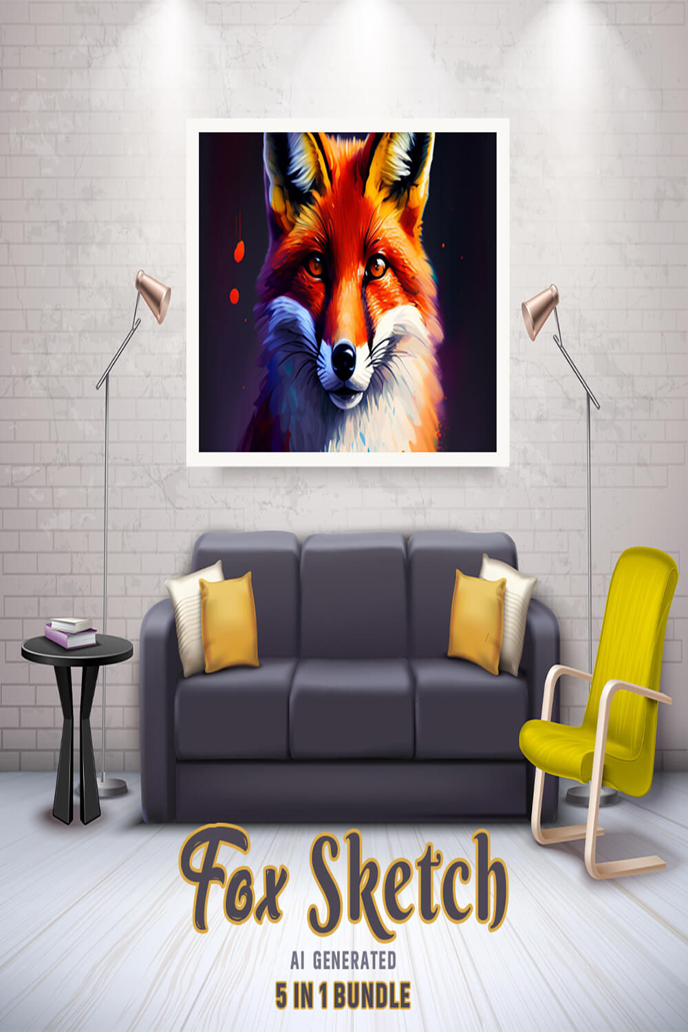 Free Creative & Cute Fox Watercolor Painting Art Vol 9 pinterest preview image.