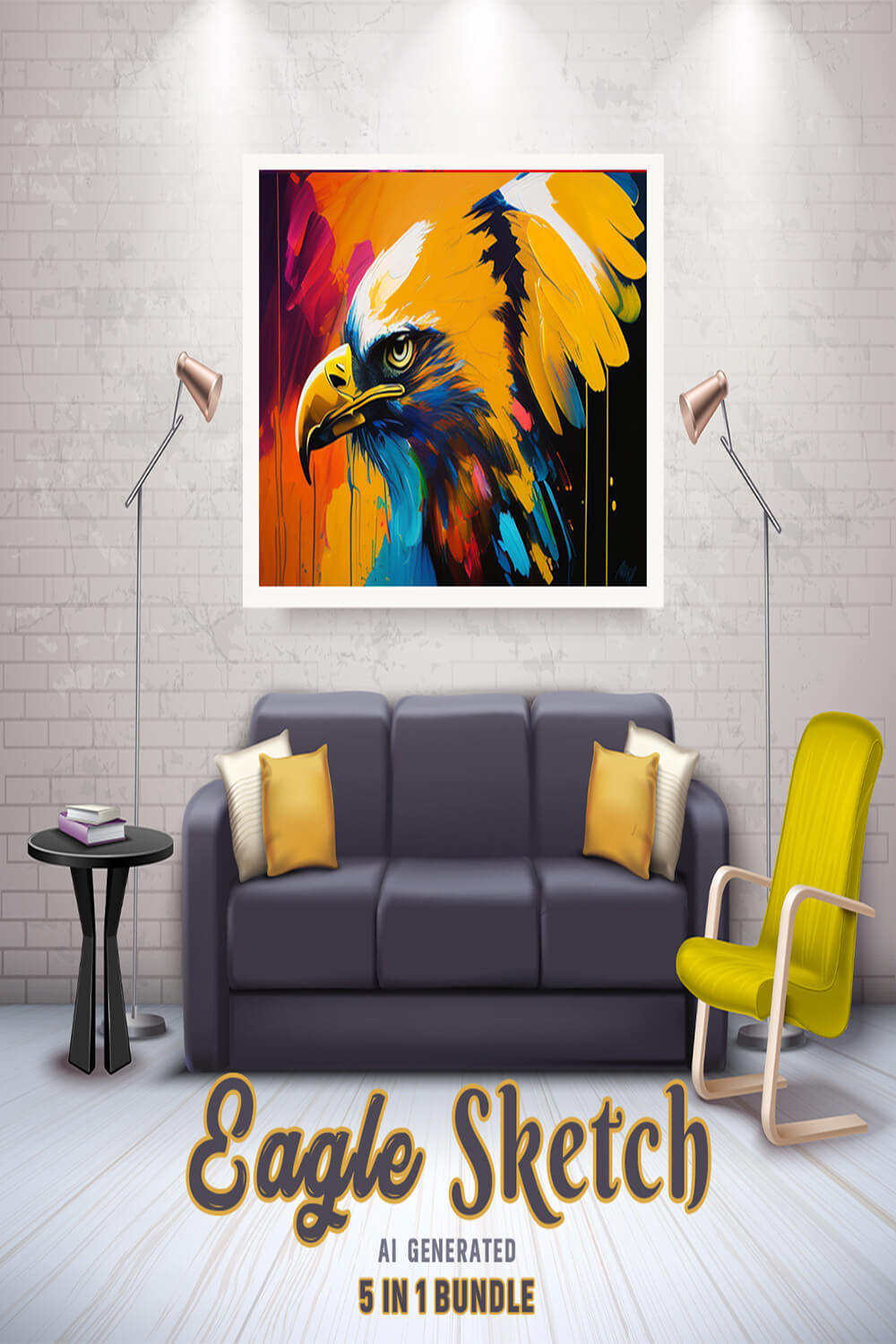 Free Creative & Cute Eagle Watercolor Painting Art Vol 07 pinterest preview image.