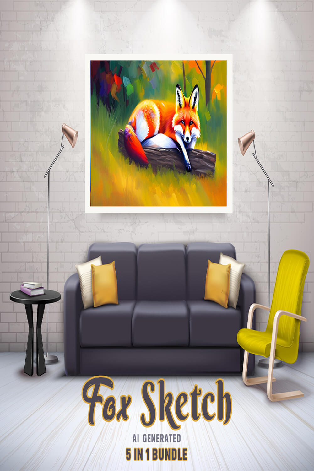 Free Creative & Cute Fox Watercolor Painting Art Vol 21 pinterest preview image.