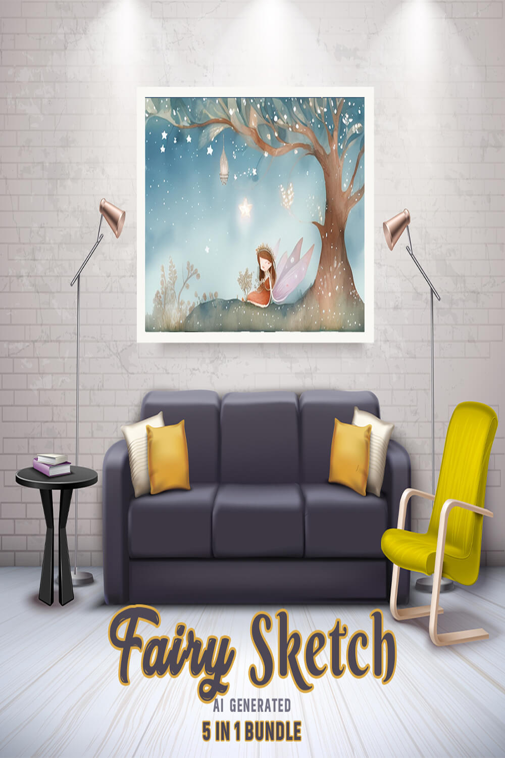 Free Creative & Cute Fairy Watercolor Painting Art Vol 17 pinterest preview image.