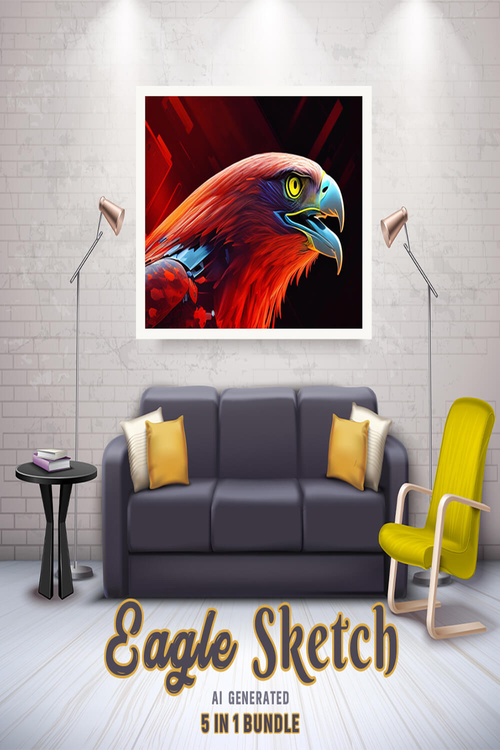 Free Creative & Cute Eagle Watercolor Painting Art Vol 17 pinterest preview image.