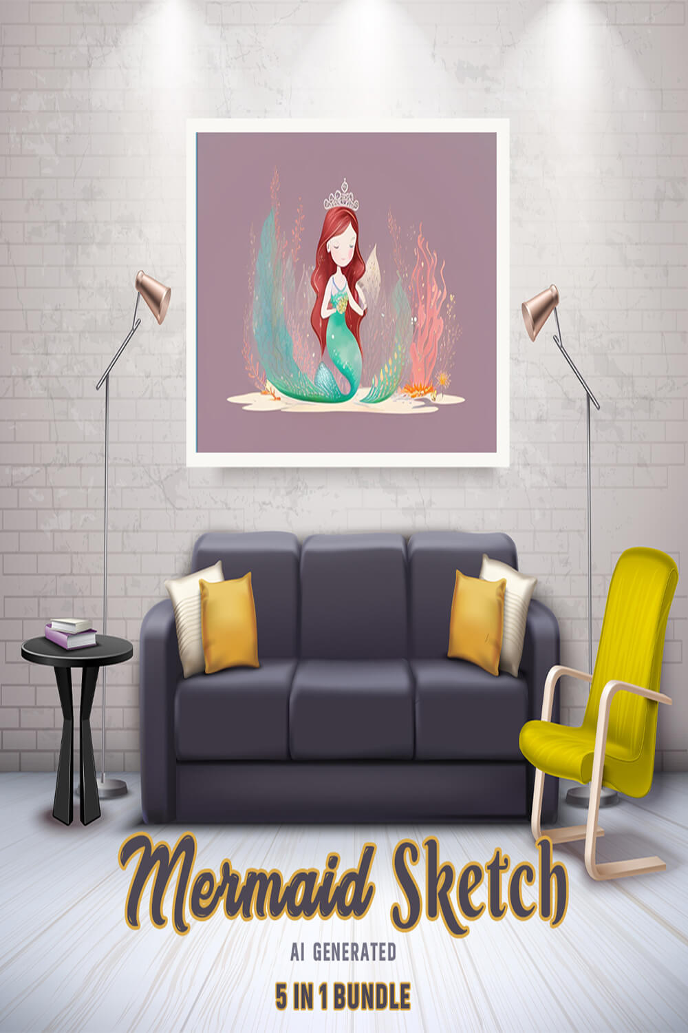 Free Creative & Cute Mermaid Watercolor Painting Art Vol 16 pinterest preview image.