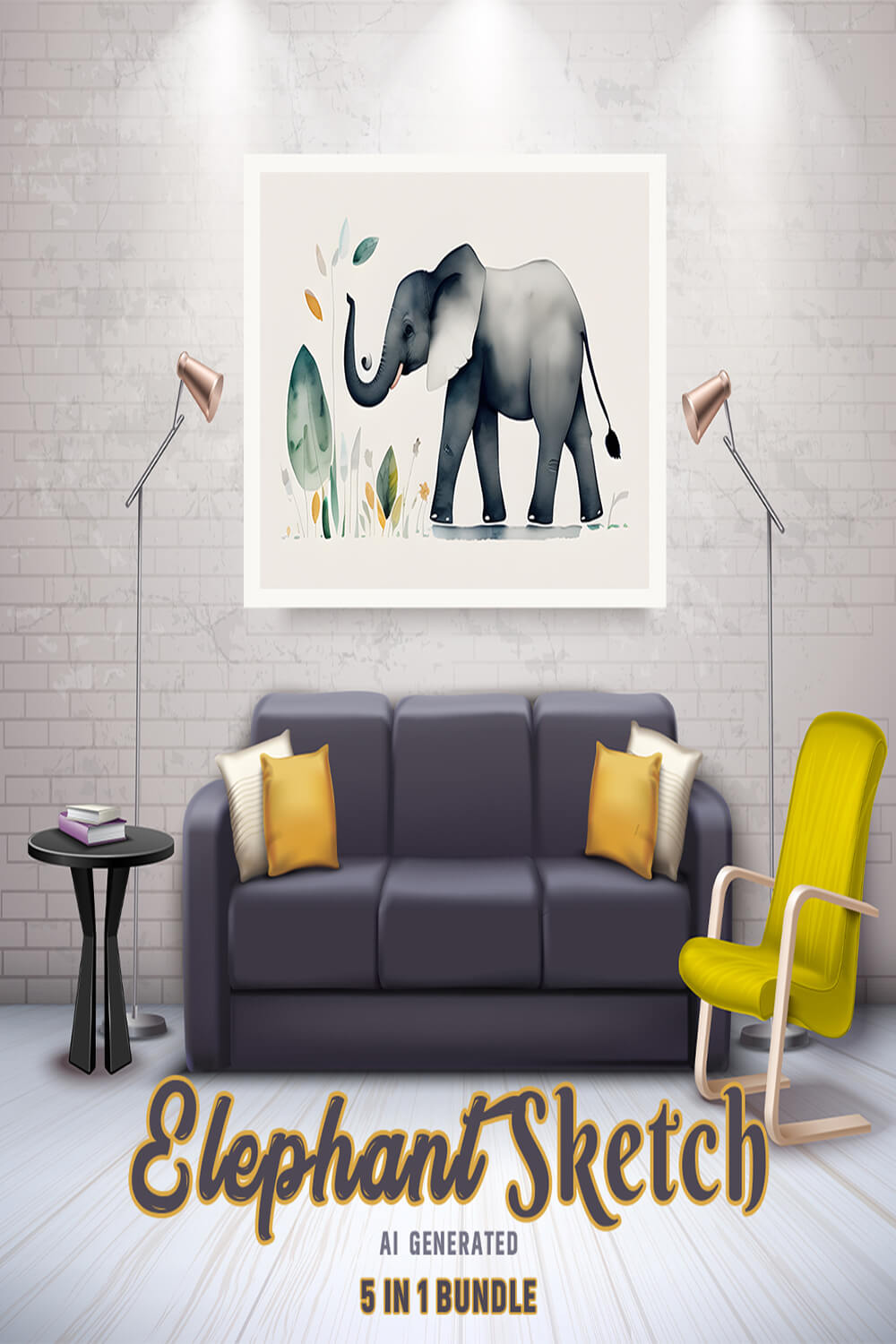 Free Creative & Cute Elephant Watercolor Painting Art Vol 12 pinterest preview image.