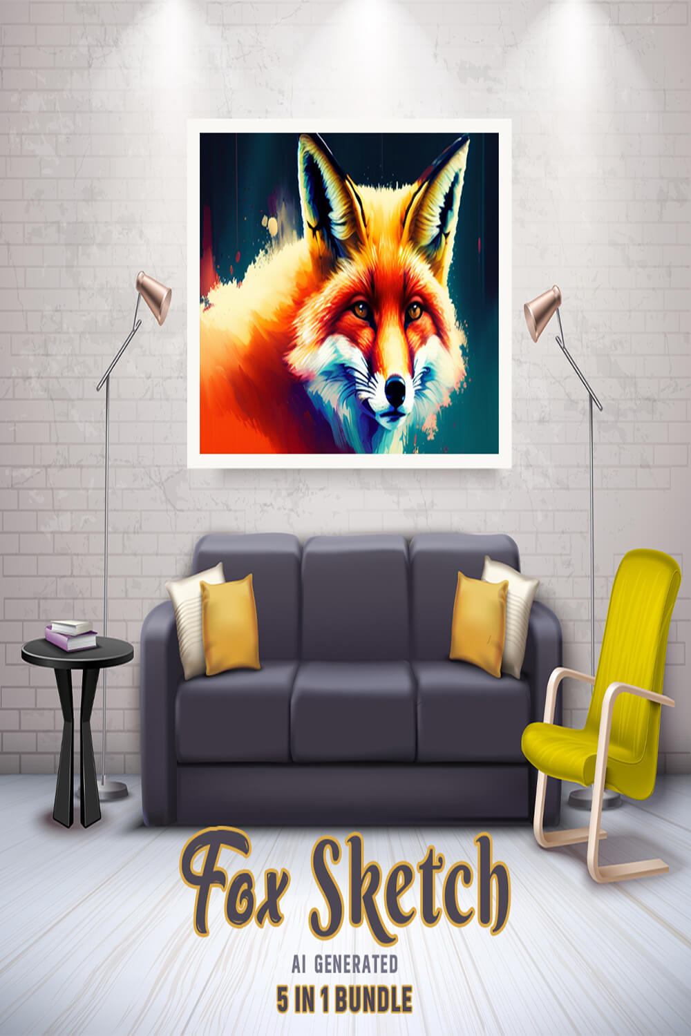 Free Creative & Cute Fox Watercolor Painting Art Vol 10 pinterest preview image.