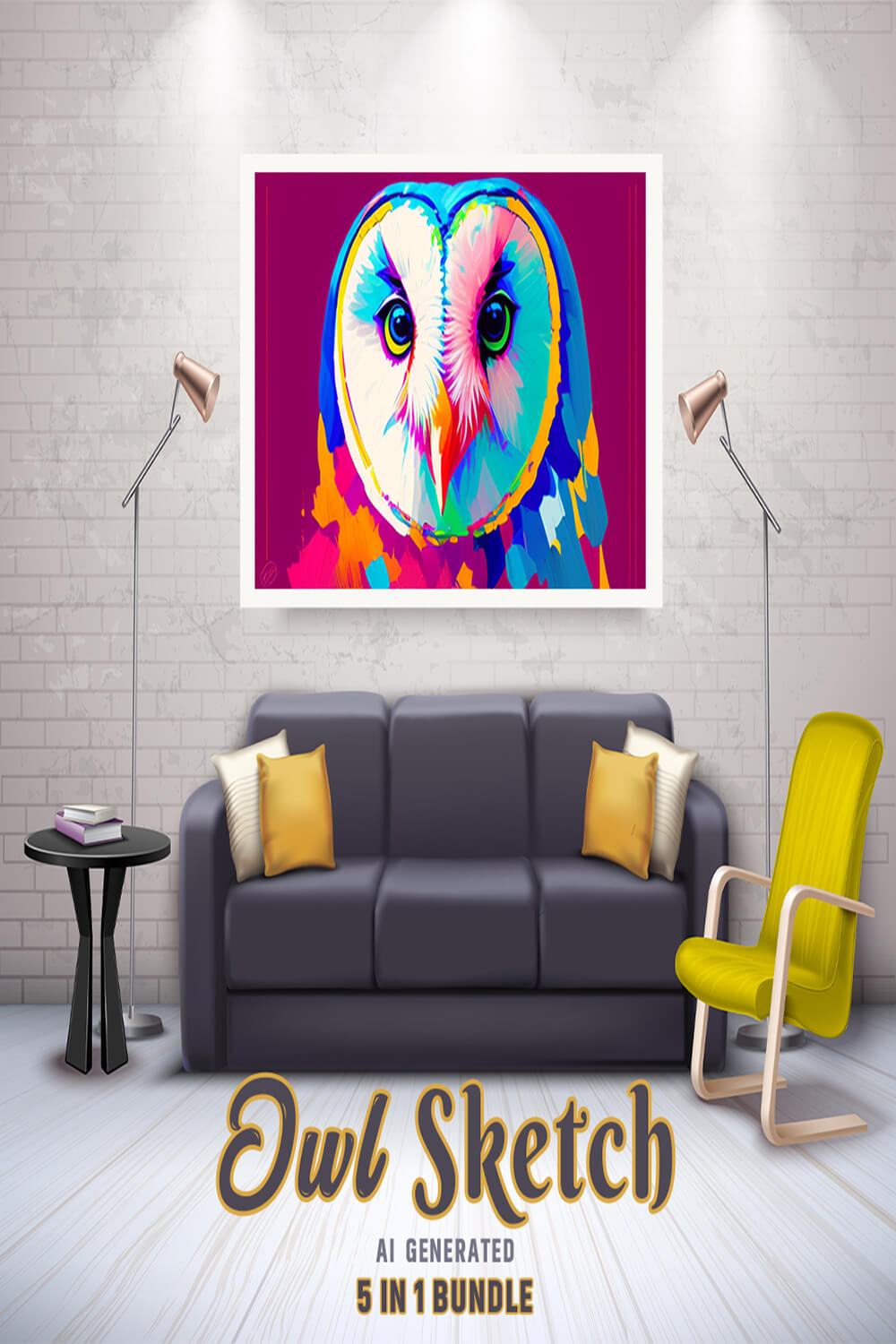 Free Creative & Cute Owl Watercolor Painting Art Vol 05 pinterest preview image.