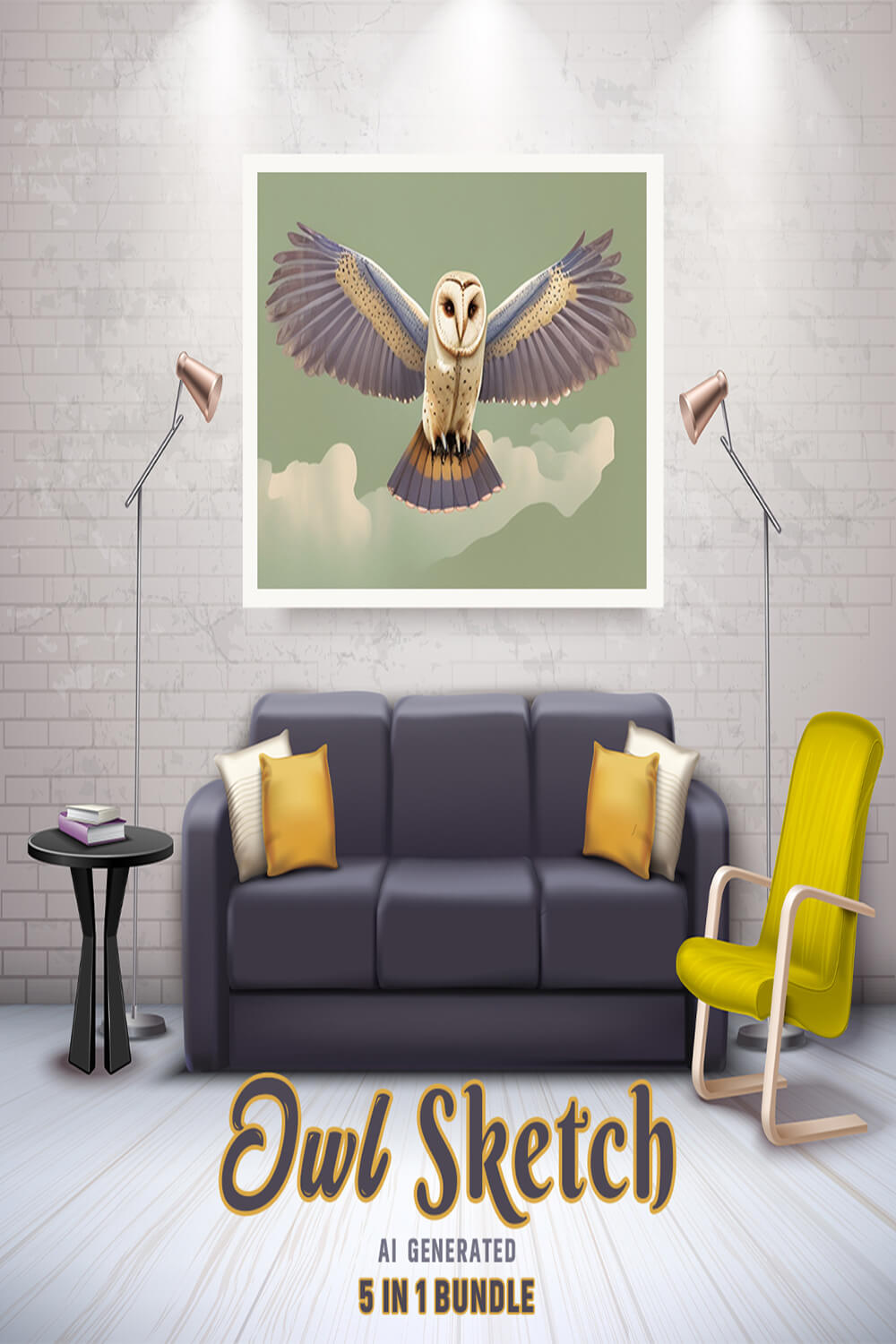 Free Creative & Cute Owl Watercolor Painting Art Vol 13 pinterest preview image.