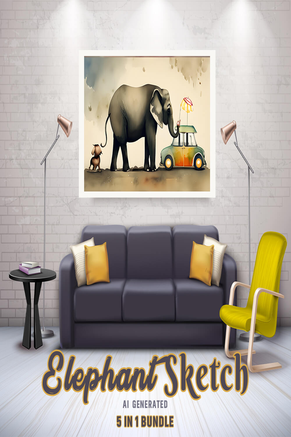 Free Creative & Cute Elephant Watercolor Painting Art Vol 4 pinterest preview image.