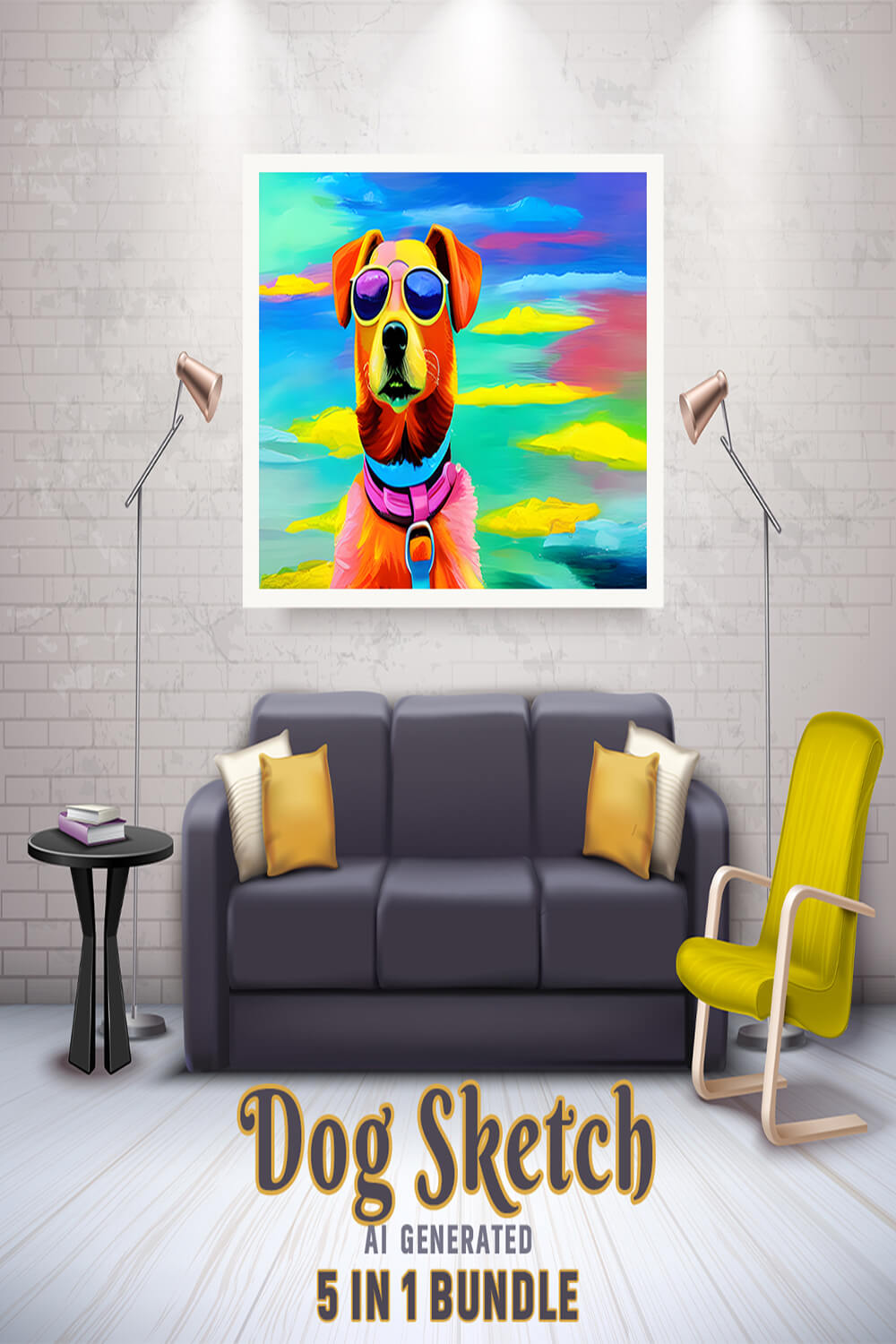 Free Creative & Cute Dog Watercolor Painting Art Vol 9 pinterest preview image.