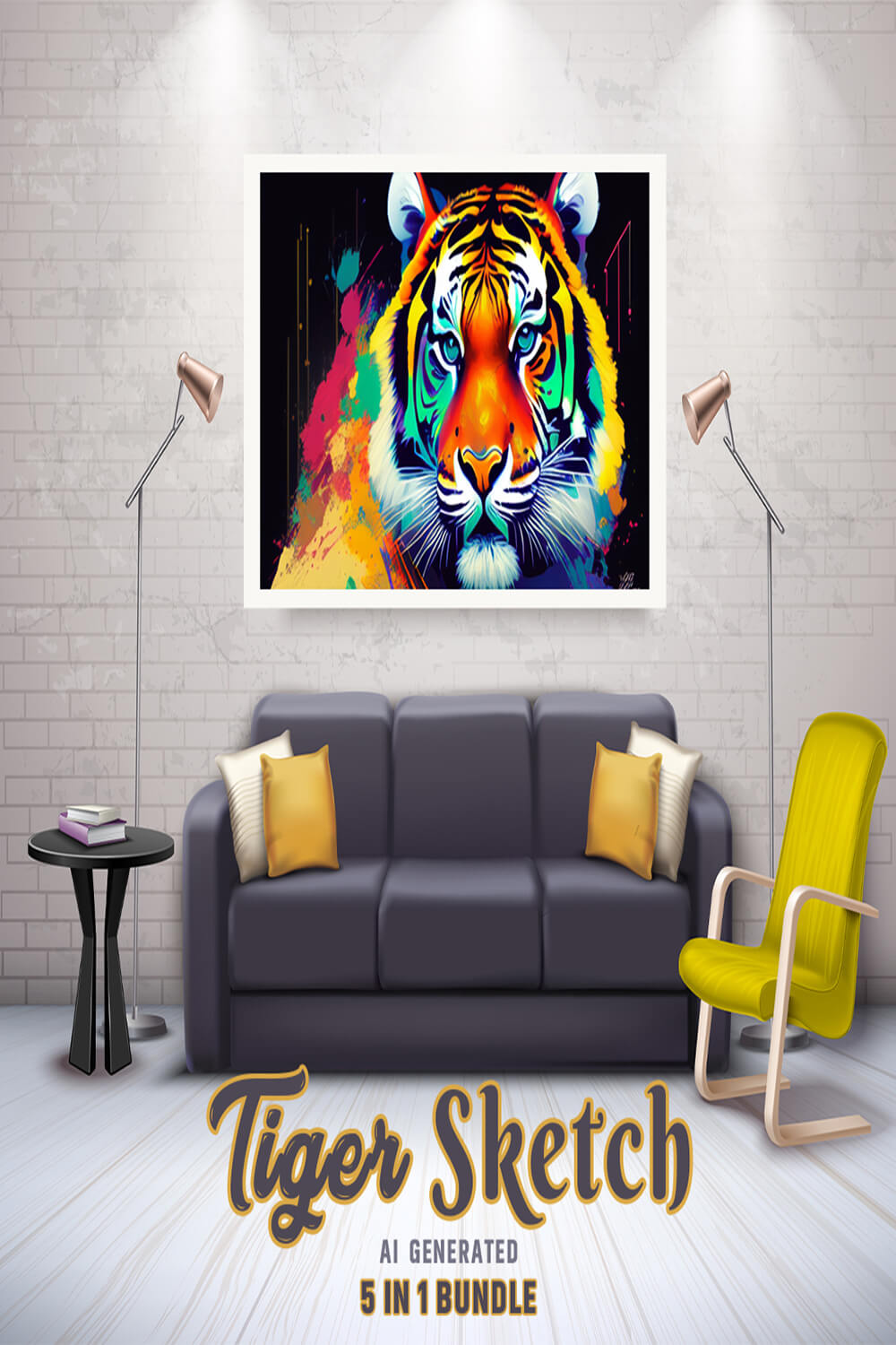 Free Creative & Cute Tiger Watercolor Painting Art Vol 05 pinterest preview image.