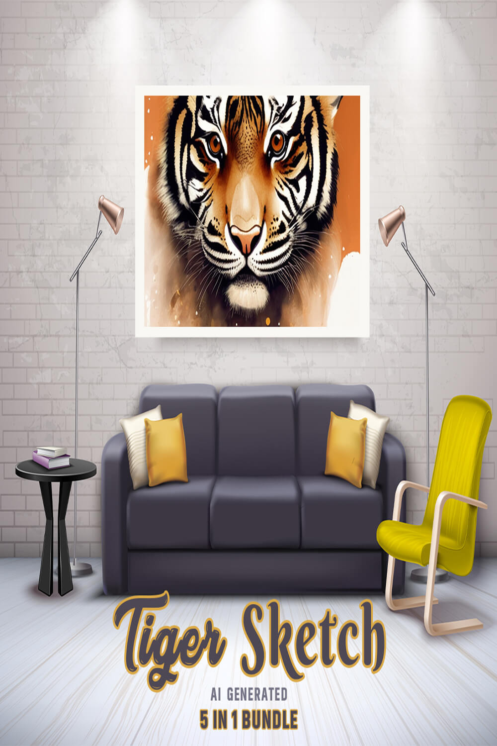 Free Creative & Cute Tiger Watercolor Painting Art Vol 11 pinterest preview image.