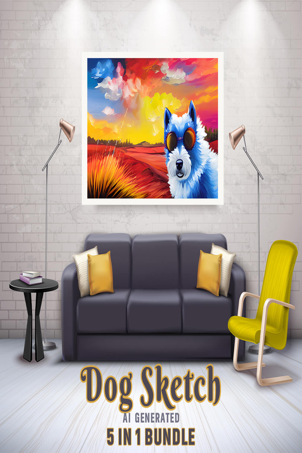 Free Creative & Cute Dog Watercolor Painting Art Vol 17 pinterest preview image.