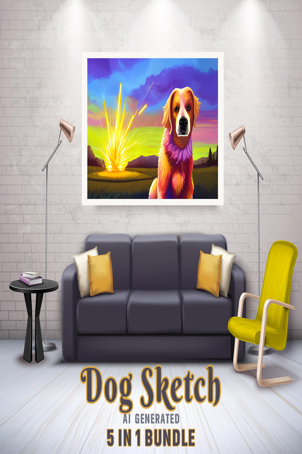 Free Creative & Cute Dog Watercolor Painting Art Vol 7 pinterest preview image.