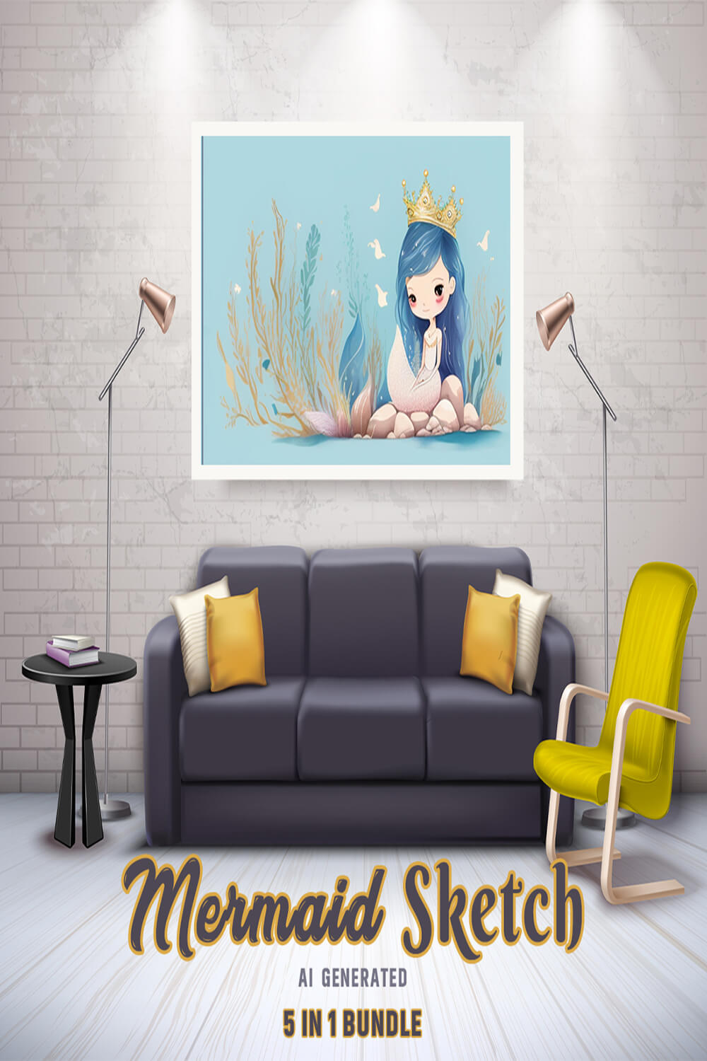 Free Creative & Cute Mermaid Watercolor Painting Art Vol 17 pinterest preview image.