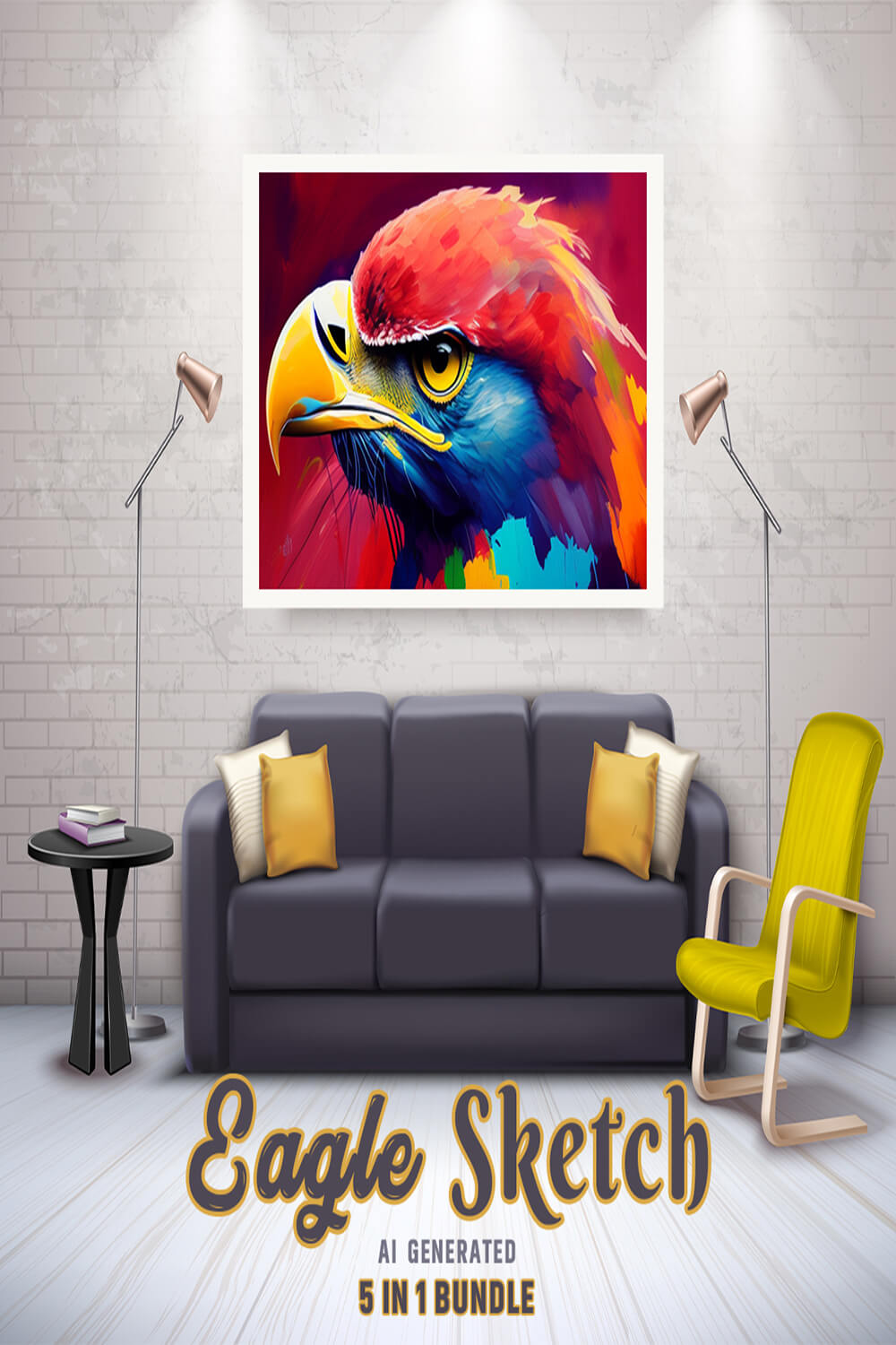 Free Creative & Cute Eagle Watercolor Painting Art Vol 04 pinterest preview image.