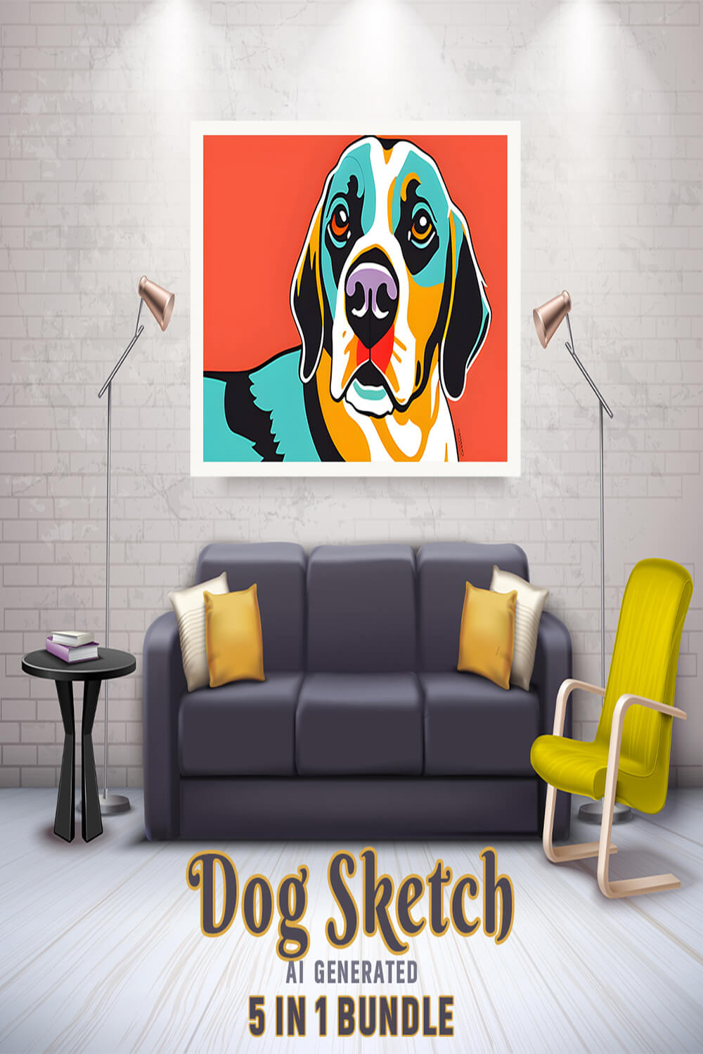 Free Creative & Cute Dog Watercolor Painting Art Vol 4 pinterest preview image.