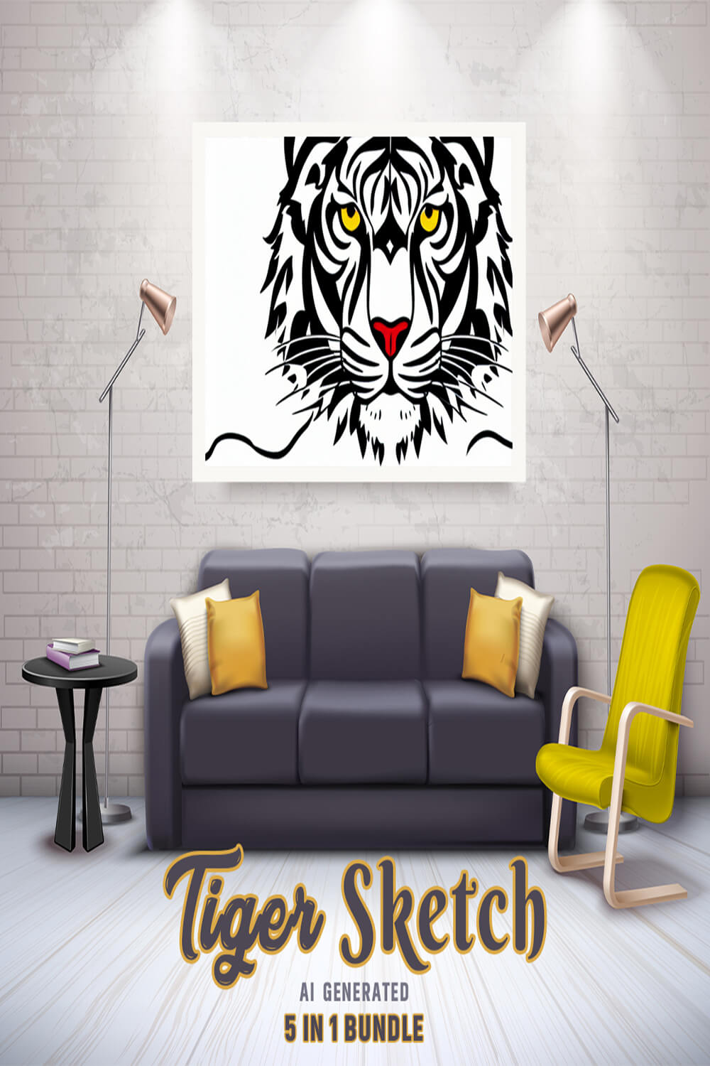 Free Creative & Cute Tiger Watercolor Painting Art Vol 03 pinterest preview image.