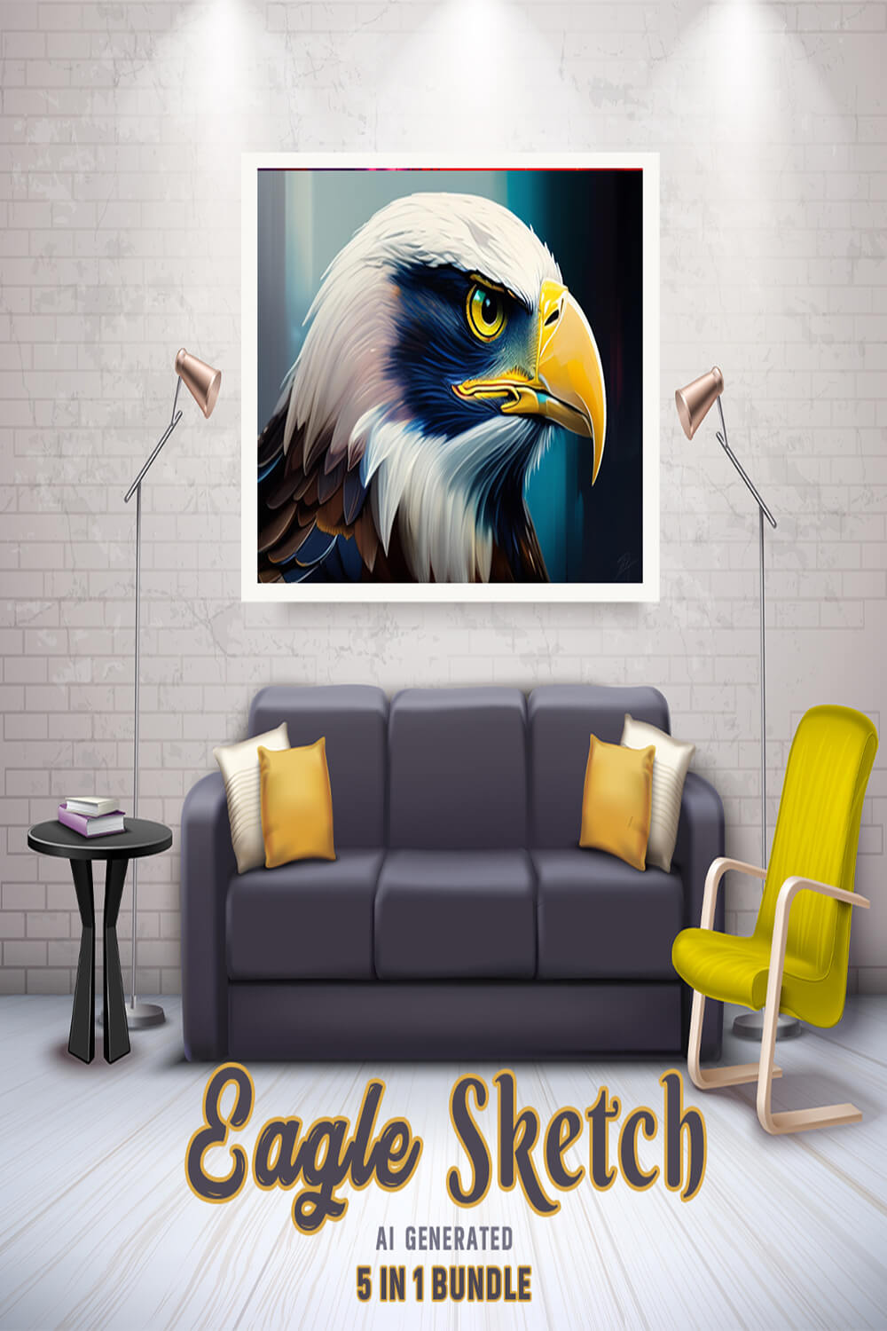 Free Creative & Cute Eagle Watercolor Painting Art Vol 09 pinterest preview image.