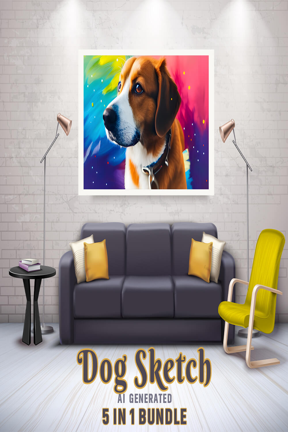 Free Creative & Cute Dog Watercolor Painting Art Vol 8 pinterest preview image.