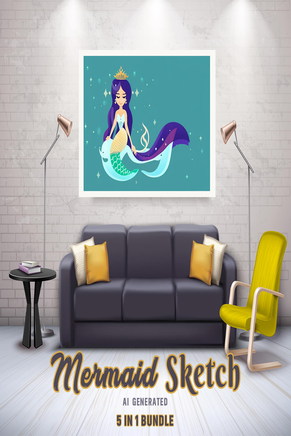 Free Creative & Cute Mermaid Watercolor Painting Art Vol 02 pinterest preview image.