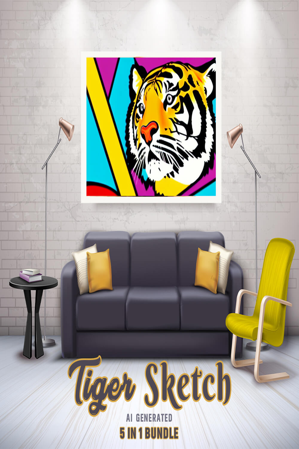 Free Creative & Cute Tiger Watercolor Painting Art Vol 14 pinterest preview image.