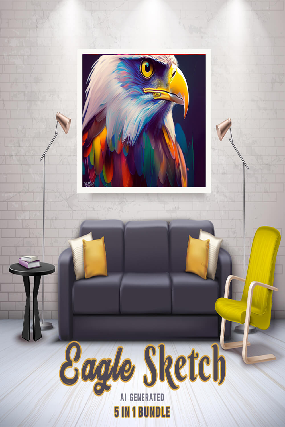 Free Creative & Cute Eagle Watercolor Painting Art Vol 08 pinterest preview image.