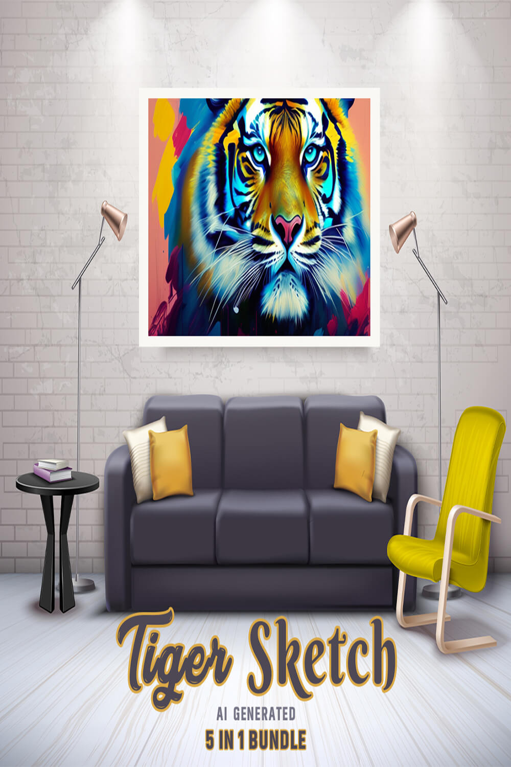 Free Creative & Cute Tiger Watercolor Painting Art Vol 09 pinterest preview image.