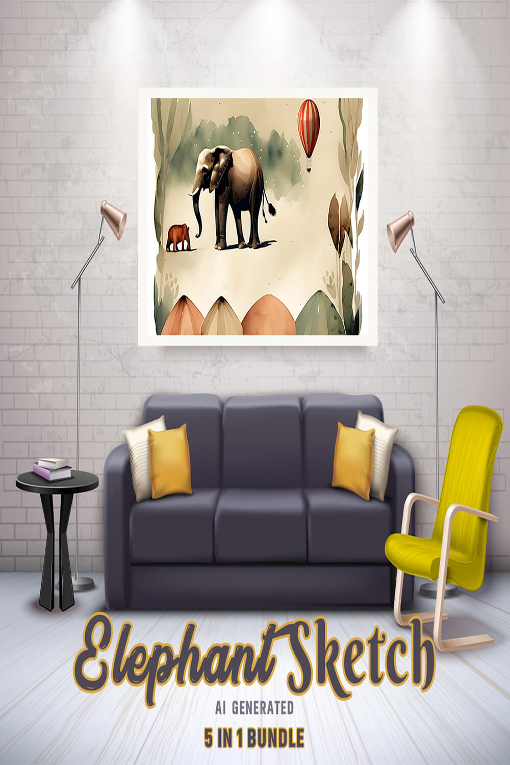 Free Creative & Cute Elephant Watercolor Painting Art Vol 2 pinterest preview image.