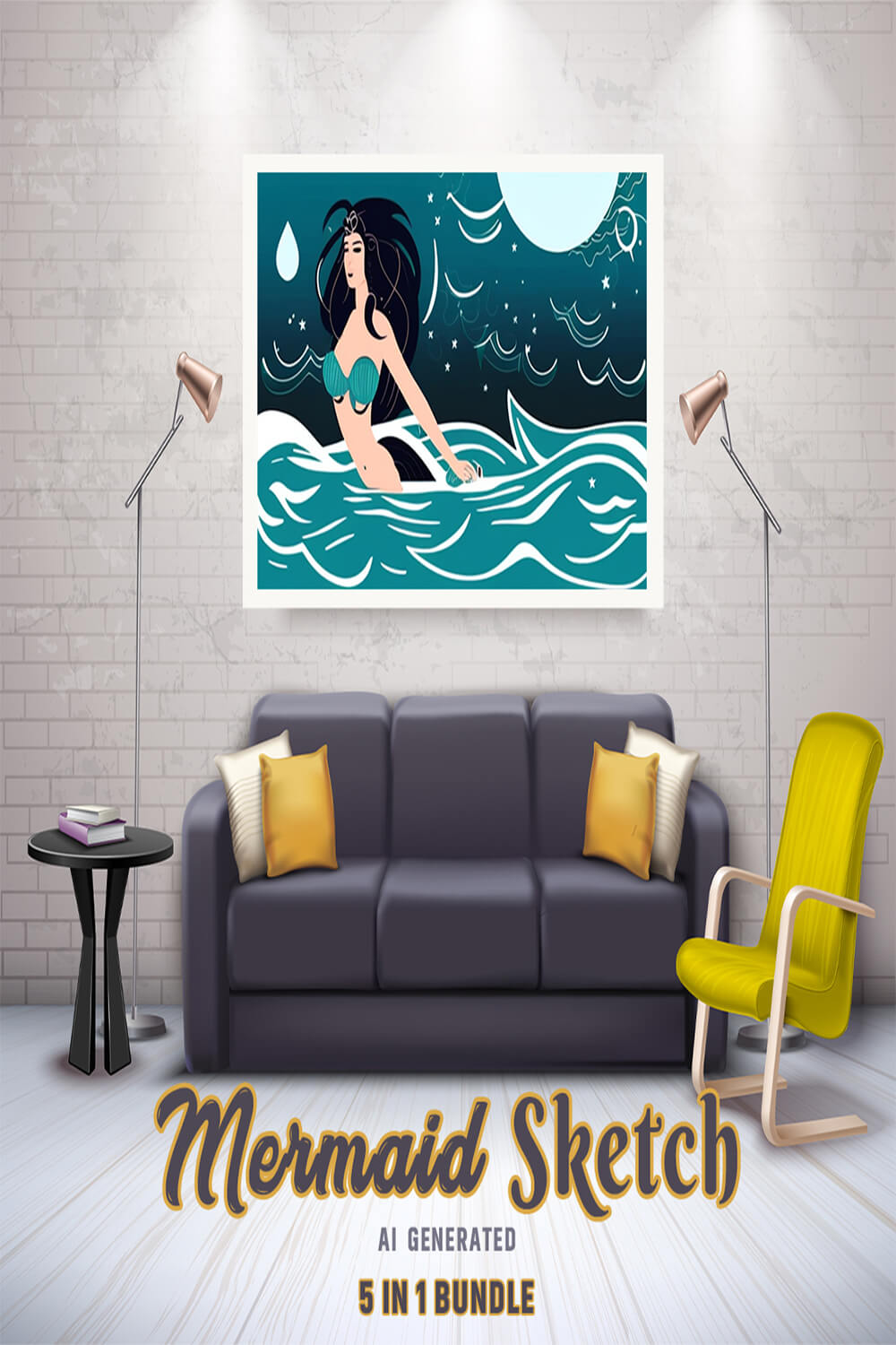 Free Creative & Cute Mermaid Watercolor Painting Art Vol 01 pinterest preview image.