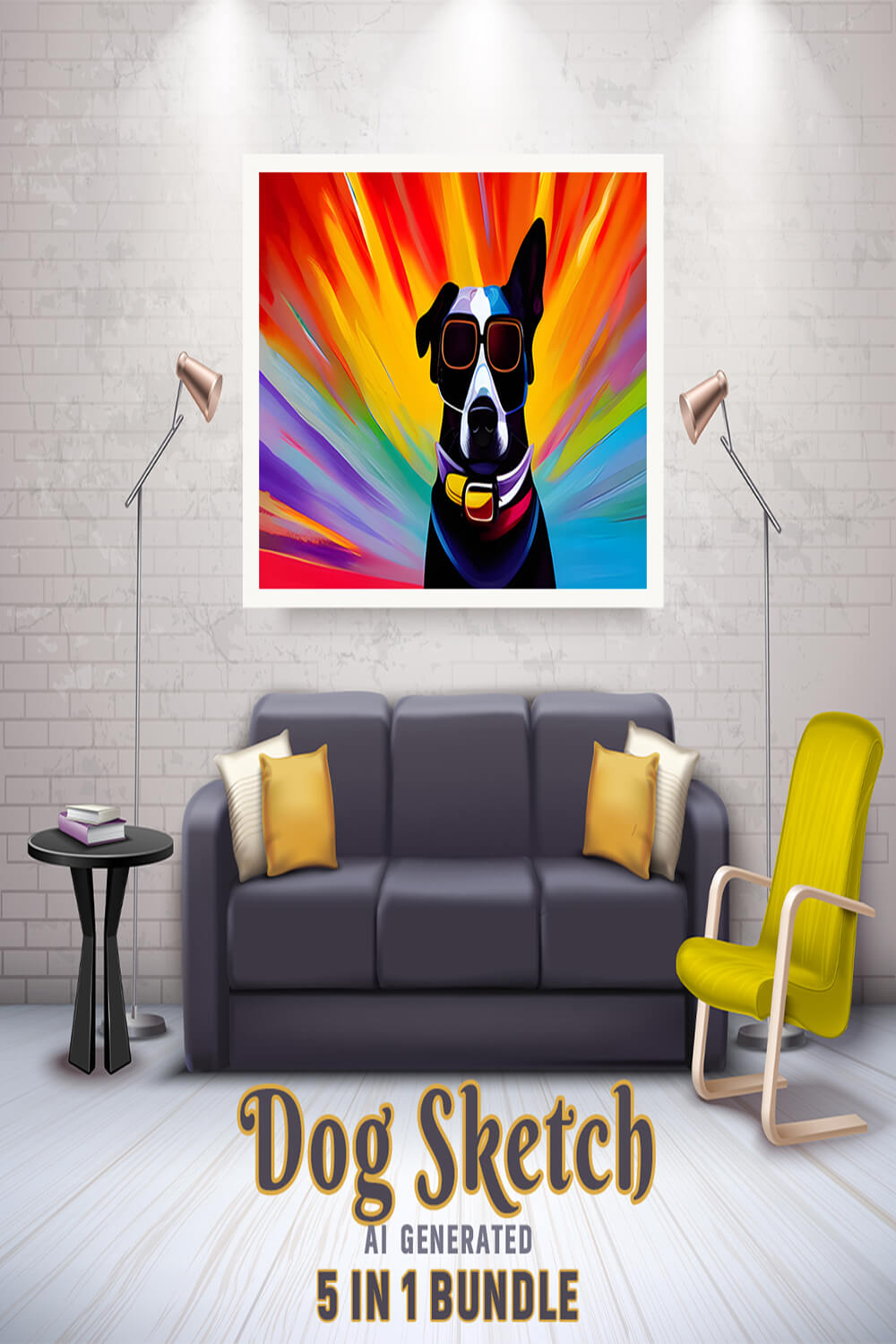 Free Creative & Cute Dog Watercolor Painting Art Vol 1 pinterest preview image.